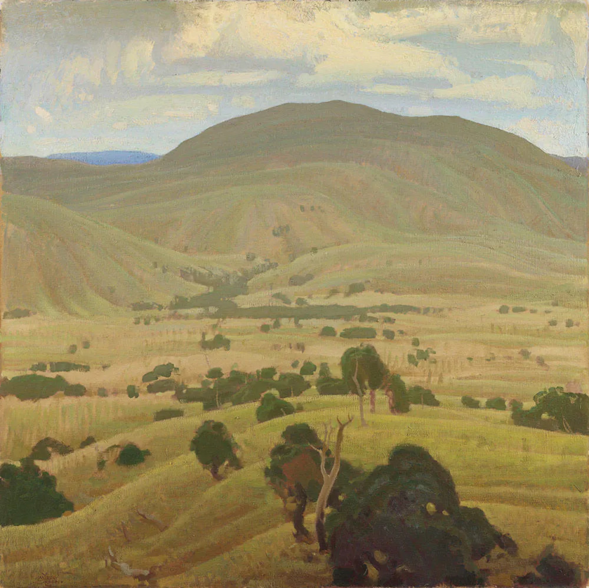 Murray Griffin, <em>Golden barriers</em>, 1934, oil on canvas, 91.8 x 92.0 cm, Art Gallery of Ballarat. Winner of the George Crouch Memorial Prize, 1935.