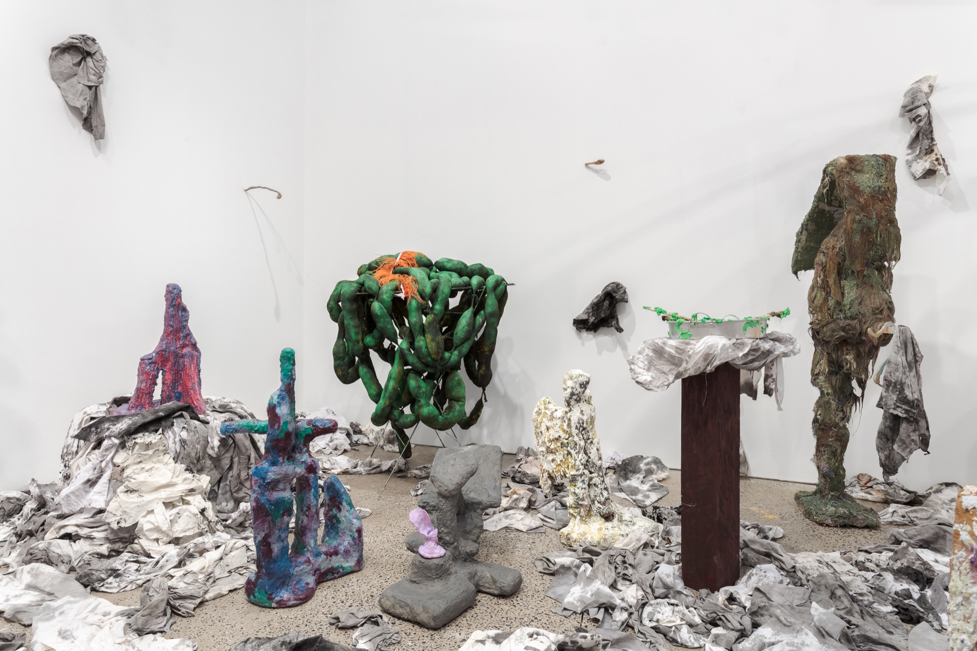 Installation view of Nabilah Nordin, <em>Birdbrush and Other Essentials</em>, 2021, Heide Museum of Modern Art. Photo: Christo Crocker