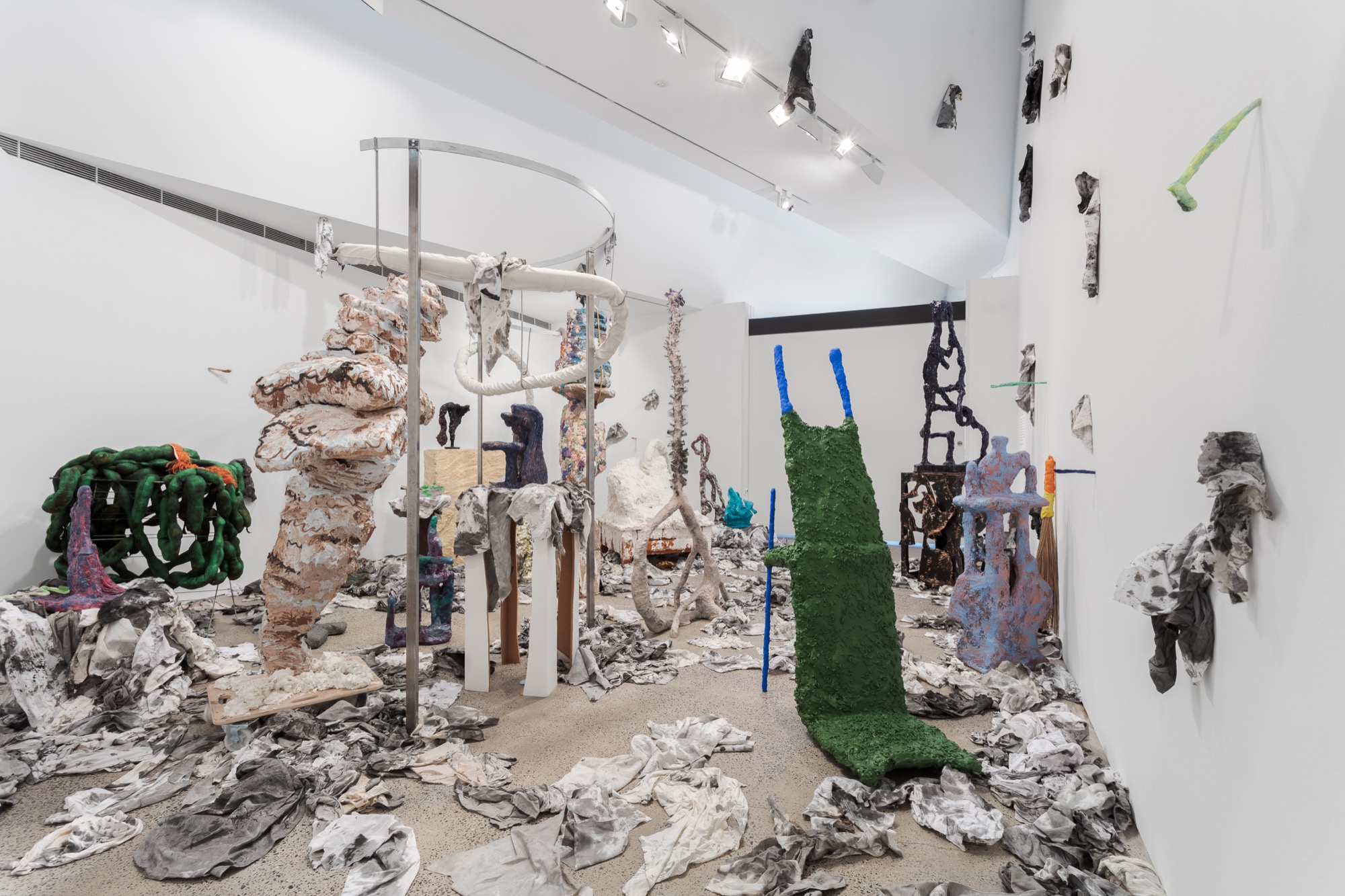 Installation view of Nabilah Nordin, <em>Birdbrush and Other Essentials</em>, 2021, Heide Museum of Modern Art. Photo: Christo Crocker