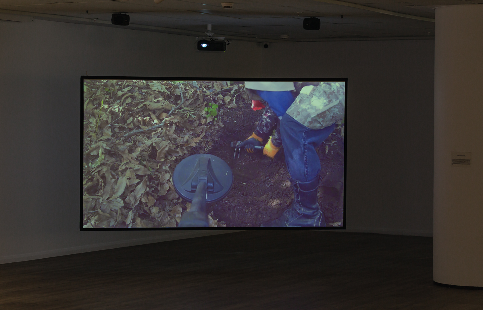Installation view. Jane Jin Kaisen, Sweeping the Forest Floor, 2020, Single-channel HD video, colour with sound, 25 min 5 sec, Korean Cultural Centre Australia, Sydney, 2022. Image courtesy the artist, Korean Cultural Centre Australia.