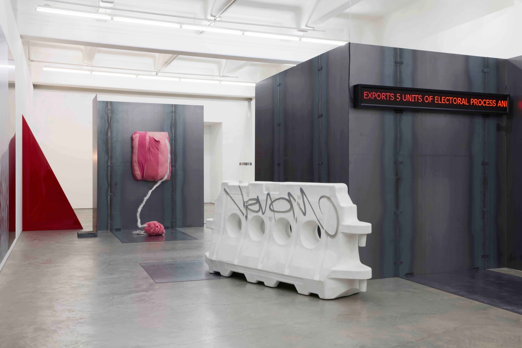 <em>Never the same river</em>, 2019, installation view featuring works by Callum Morton and Jenny Watson, Anna Schwartz Gallery. Photograph: Zan Wimberley.