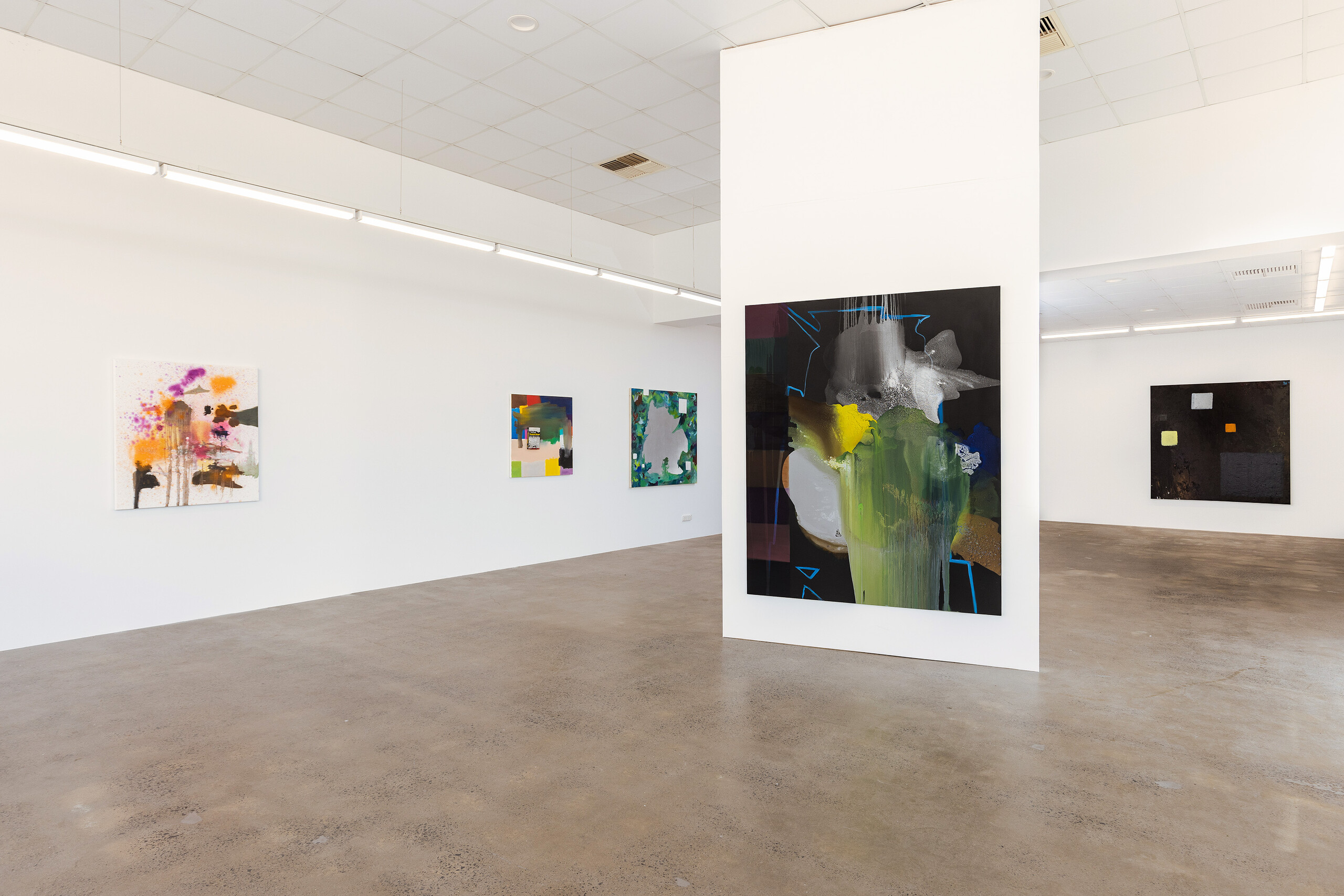 Installation view of Josh Krum, <em>New Paintings,</em> 2022, NAP Contemporary. Photo: Vision House Photography
