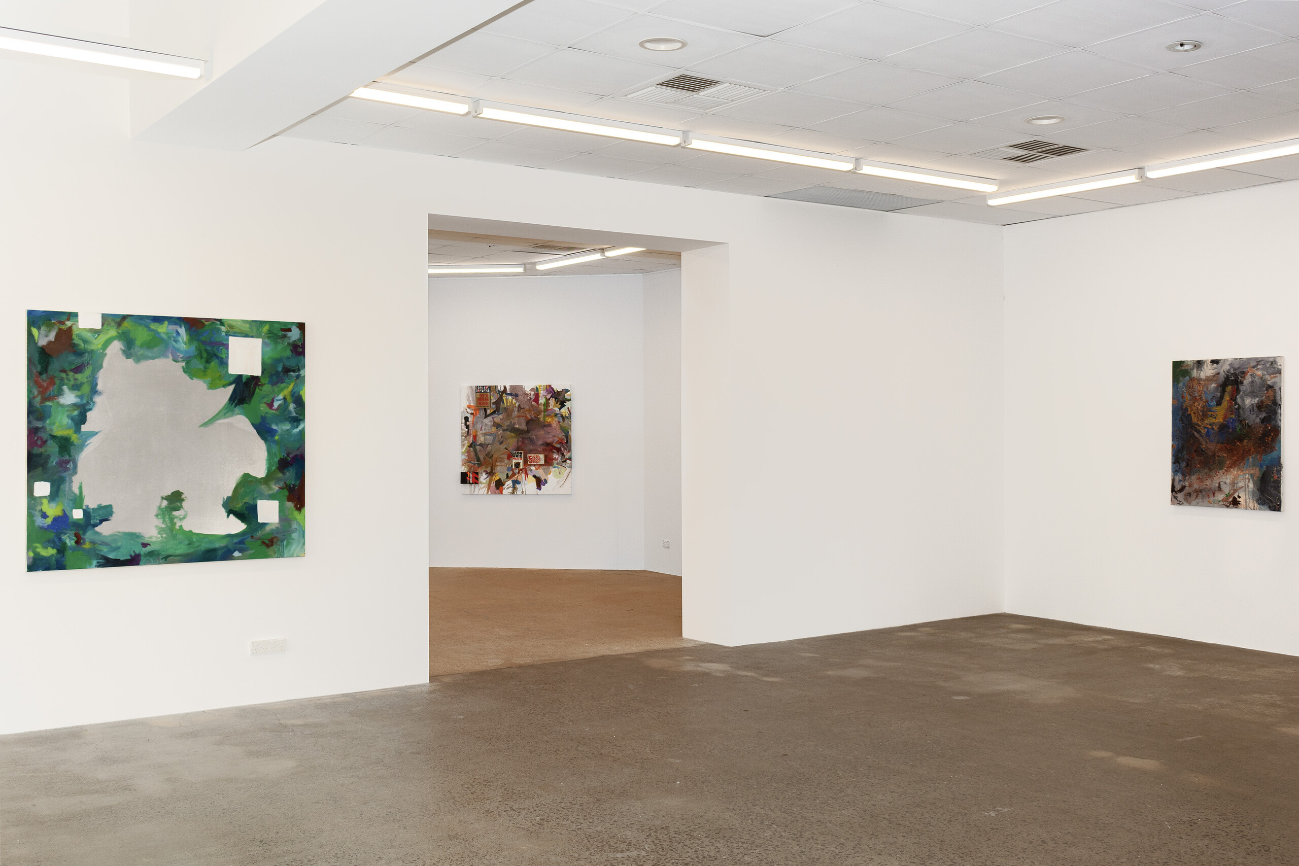 Installation view of Josh Krum, <em>New Paintings,</em> 2022, NAP Contemporary. Photo: Vision House Photography