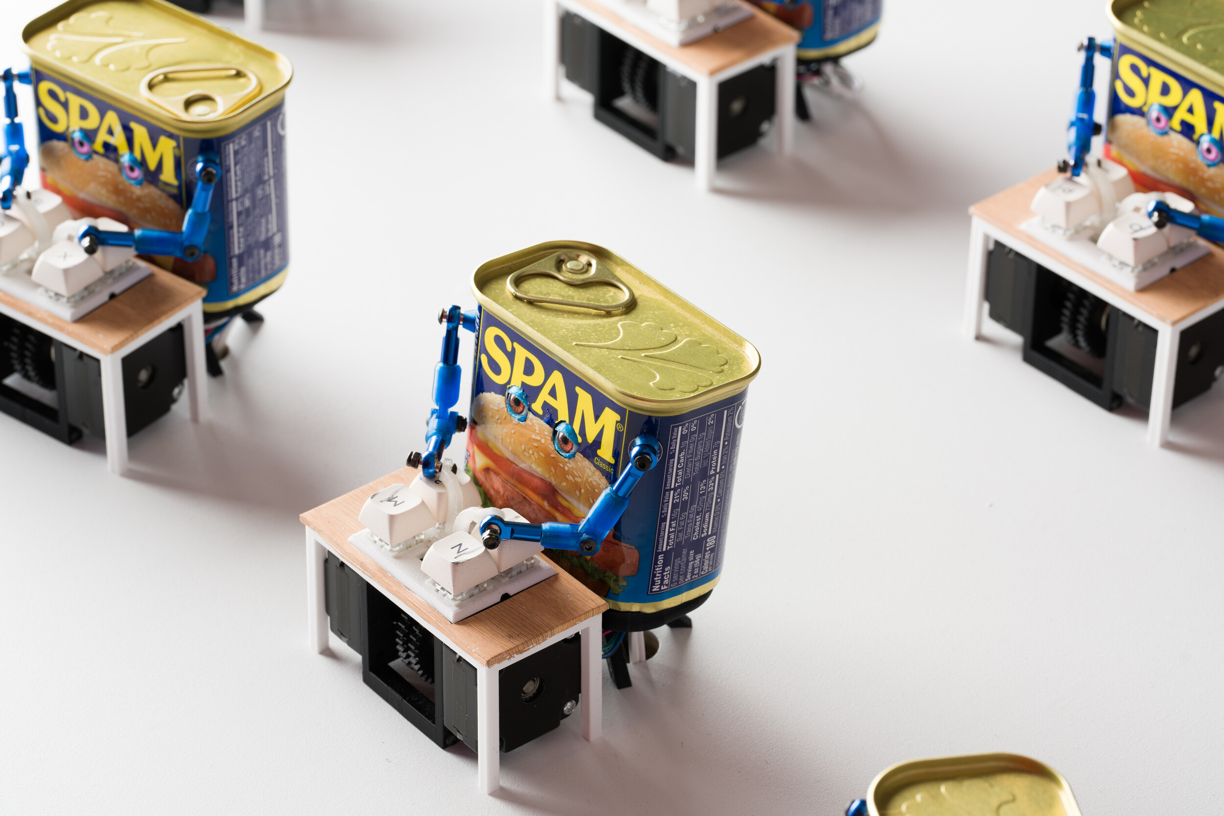 Installation view of NOT NATURAL, Science Gallery Melbourne, the University of Melbourne, 2024. Neil Mendoza, <em>Spambots</em>. Photo: Matthew Stanton