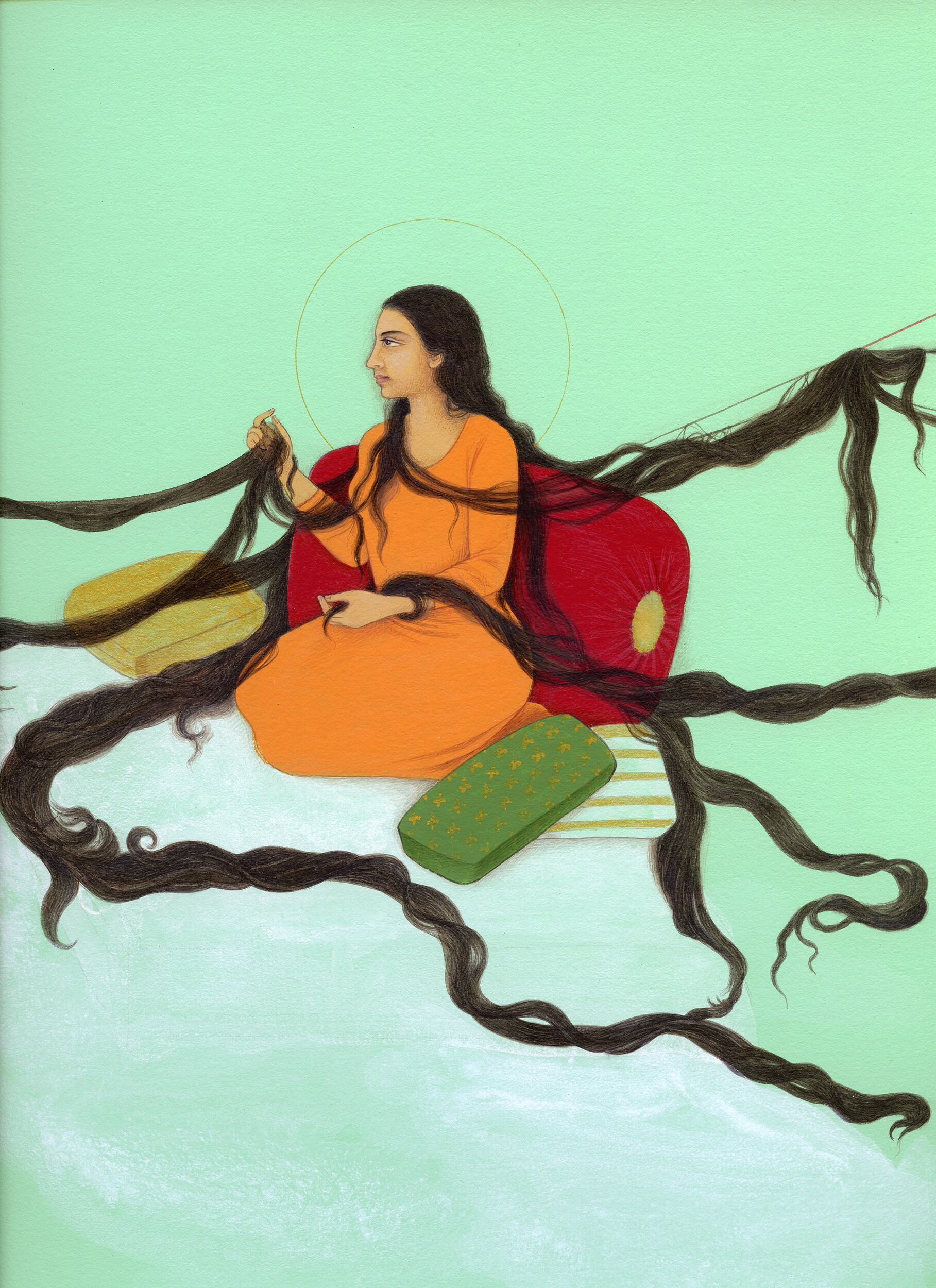 <p>Nusra Latif Qureshi, <em><em>Medusa’s respite room</em></em>, 2017, gouache and synthetic polymer paint on illustration board, 32.5 × 25 cm, The State Art Collection, The Art Gallery of Western Australia, purchased 2018 © Nusra Latif Qureshi</p>