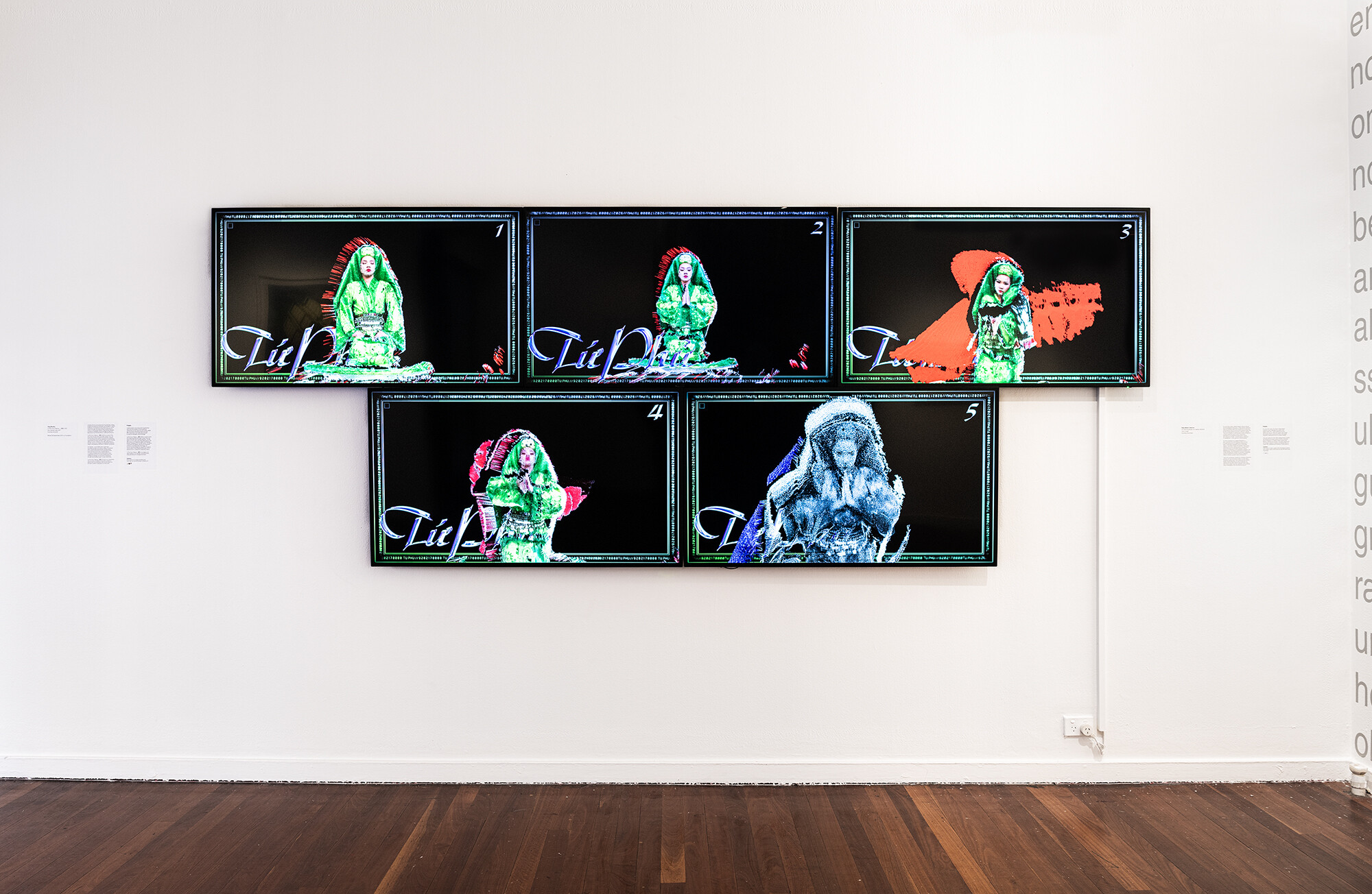 <p>Tùng Monkey, <em>Tu Phu (Four Palaces - 四府),</em> 2021, five-channel video, NFT, courtesy the artist; photo: Kai Wasikowski for 4A Centre for Contemporary Asian Art, 2024.</p>