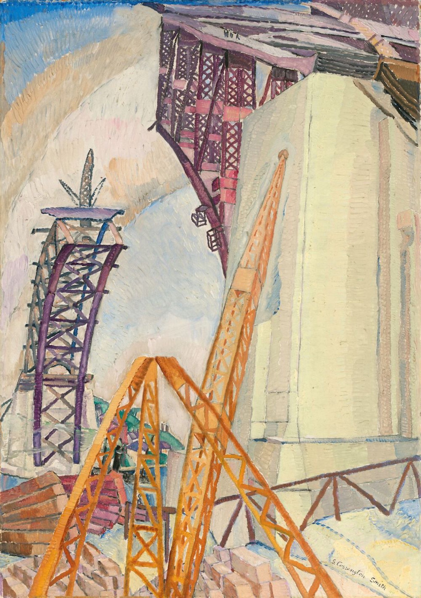 Grace Cossington Smith<br />
<em>The bridge in building</em>, 1929<br />
oil on pulpboard<br />
75 x 53 cm<br />
National Gallery of Australia<br />
Gift of Ellen Waugh 2005<br />
© Estate of Grace Cossington Smith