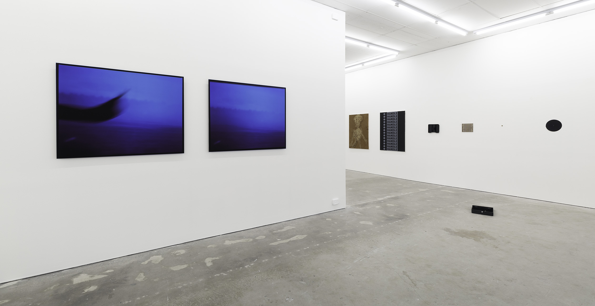 Installation view of Shannon Te Ao and Shiraz Sadikeen in <em>Octopus 23: THE FIELD,</em> curated by Tamsen Hopkinson. Presented at Gertrude Contemporary, 2023. Photo: Christian Capurro