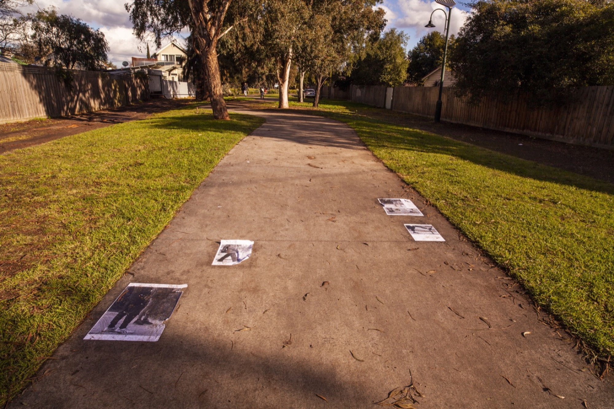 Isabella Darcy, <em>Moodboard #21 (paste-up)</em>, 2021, On the path. Photo: Naveed Farro