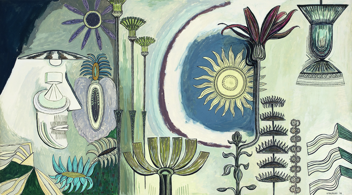 Helen Maudsley, <em>The wonderful diversion</em>, 1958, mixed media on paper, 50.8 x 91.0 cm, Town Hall Gallery collection.