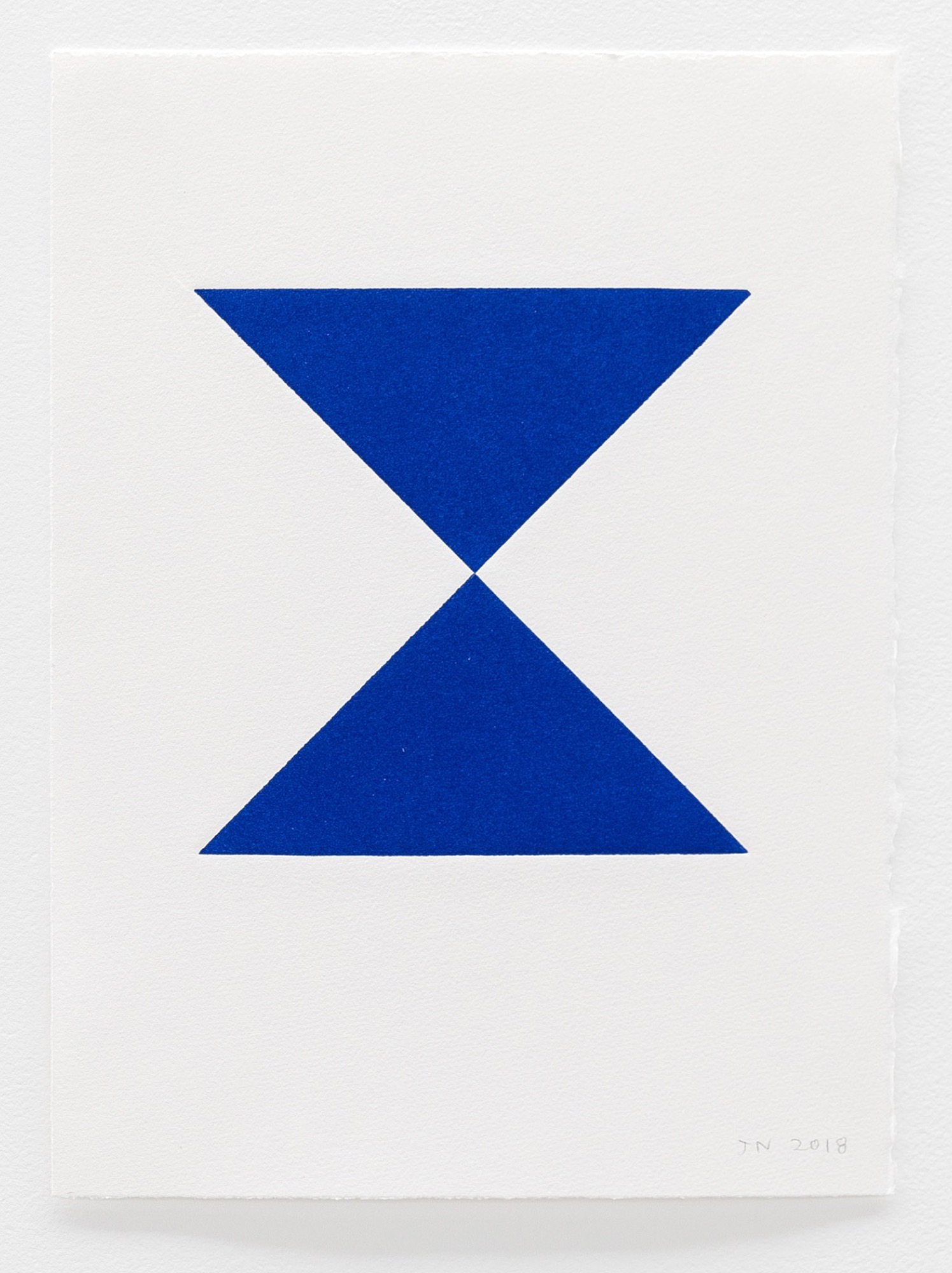 John Nixon (printer, Trent Walter), <em>Untitled (Set D)</em> (detail), 2018, relief print, printed in blue ink, from two Masonite blocks, 28.0 x 22.0 cm, edition: 1/1. Published by Negative Press. Photograph: Andrew Curtis.