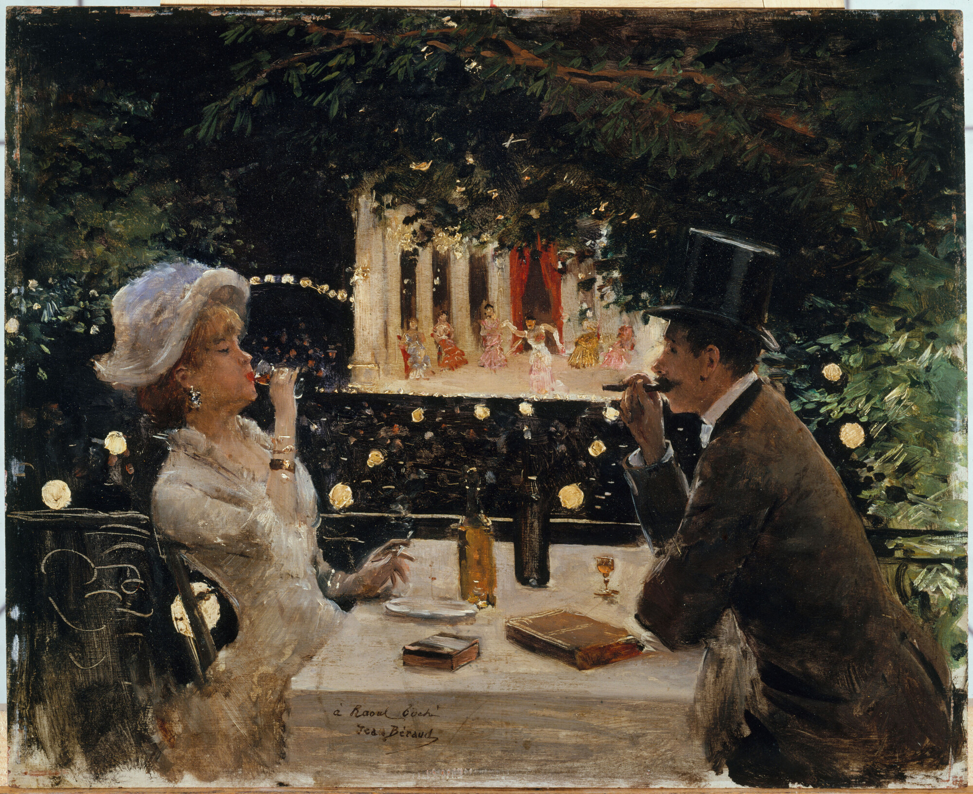 <p>Jean Béraud, <em>Dîner aux Ambassadeurs</em>, c. 1880, oil on canvas, 37.5 x 45 cm. Image courtesy Bendigo Art Gallery.</p>