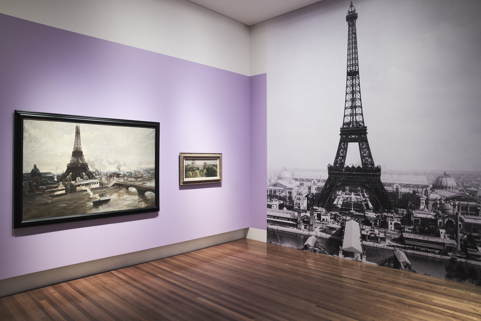 <p>Installation view The Universal Exhibition and the Eiffel Tower, themed room in Paris: Impressions of Life 1880–1925. Image courtesy Bendigo Art Gallery. Photo: Leon Schoots</p>
