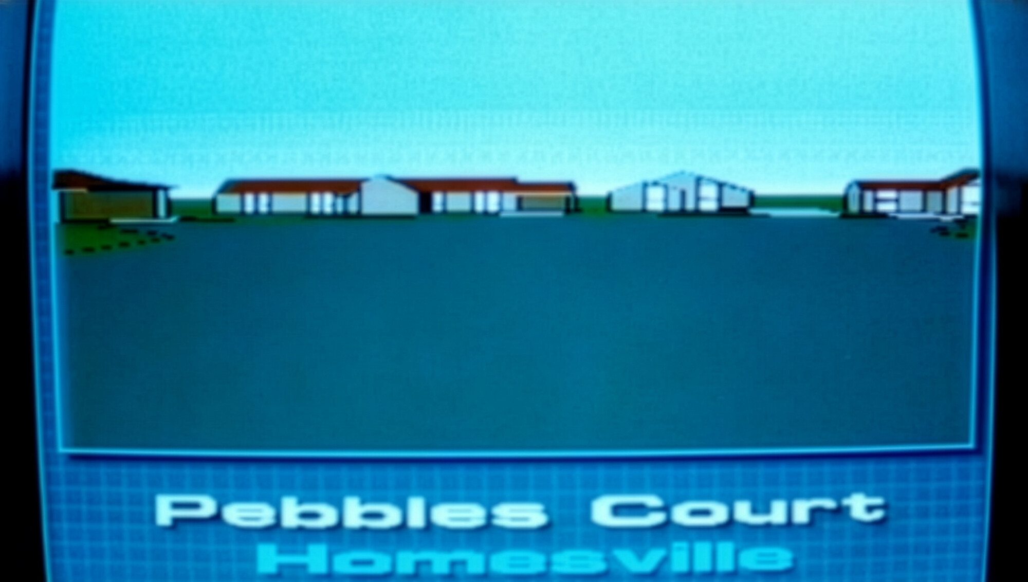 <p>A film still from Philip Brophy’s feature film <em>Body Melt</em> (1993), depicting the satirical “Pebbles Court” in “Homesville”; the court featured in the film is actually in Hoppers Crossing on Bunurong and Wadawurrung Country.</p>