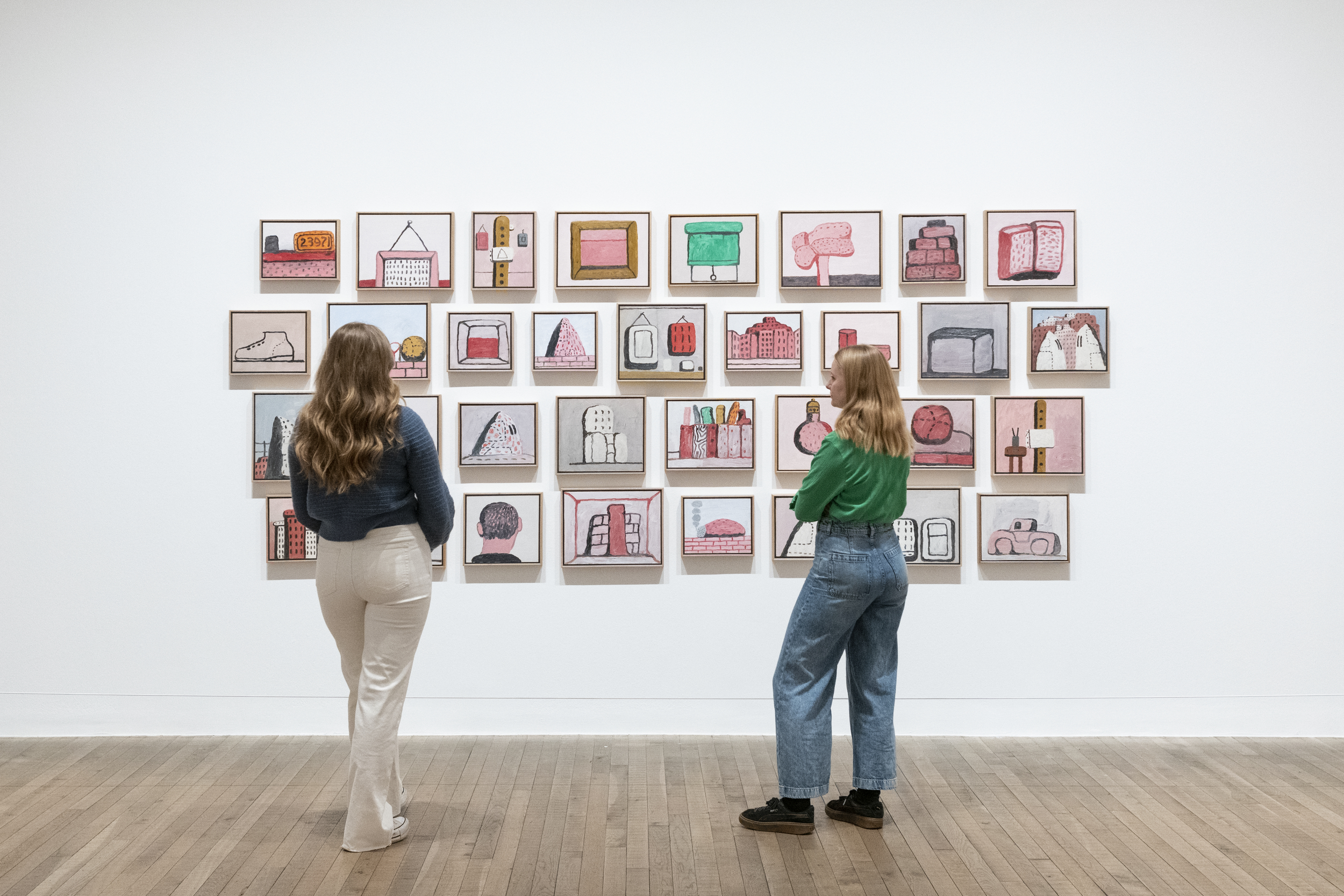 Installation view of Philip Guston at Tate Modern, London, 2023 © Tate. Photo: Larina Fernandes