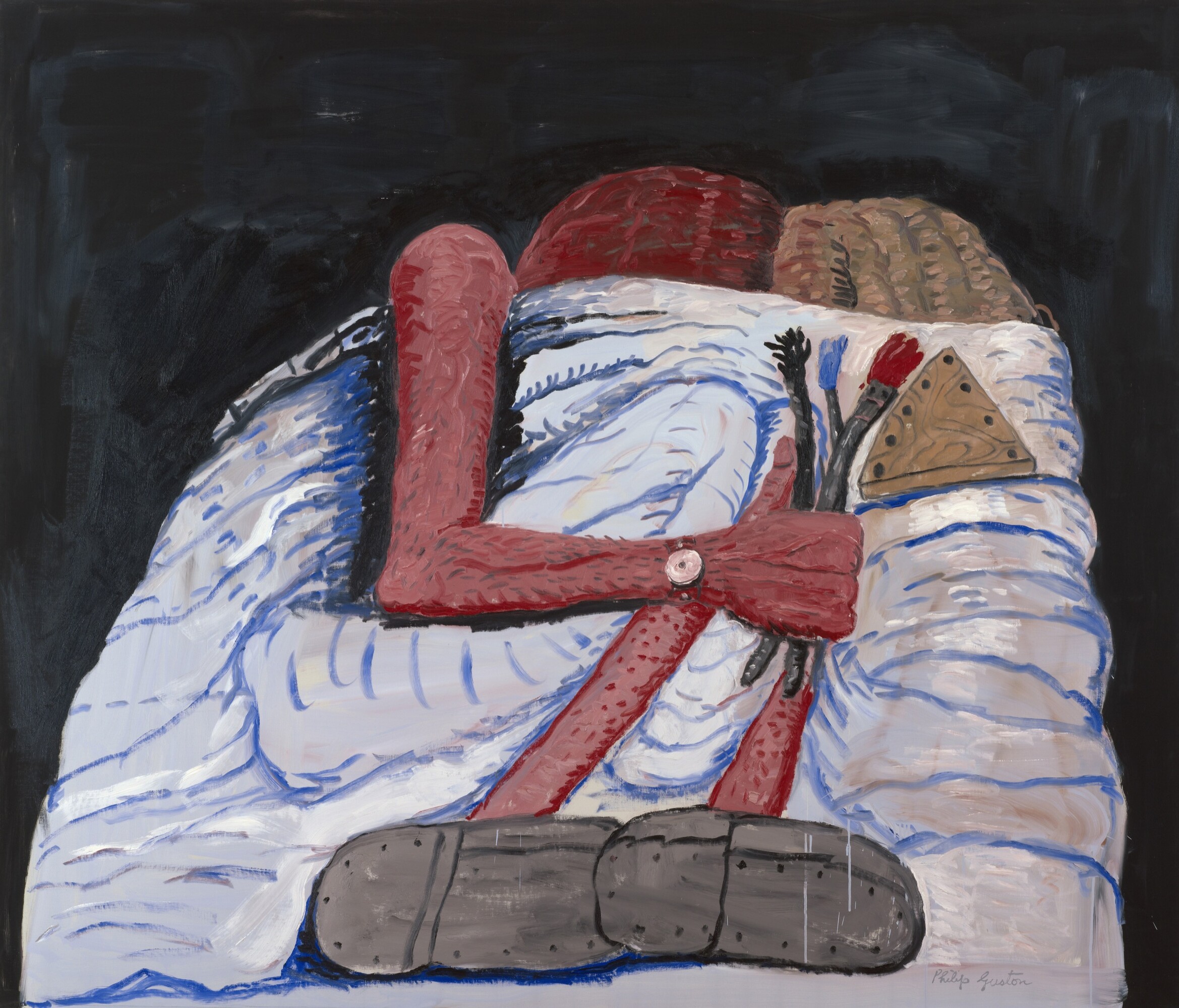 Philip Guston, Couple in Bed, 1977, oil on canvas, 20.6 × 24.0 cm, the Art Institute of Chicago. © The Estate of Philip Guston, courtesy Hauser &amp; Wirth