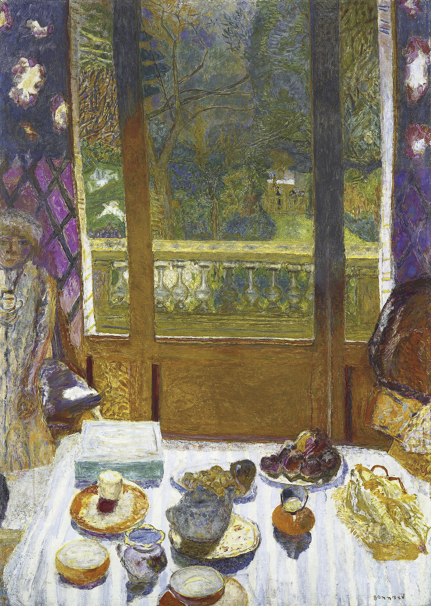 Pierre Bonnard, <em>Dining room overlooking the garden (The breakfast room) </em>1930–31, oil on canvas, 159.6 x 113.8 cm. The Museum of Modern Art, New York. Given anonymously, 1941. Digital image © 2023, The Museum of Modern Art, New York / Scala, Florence.