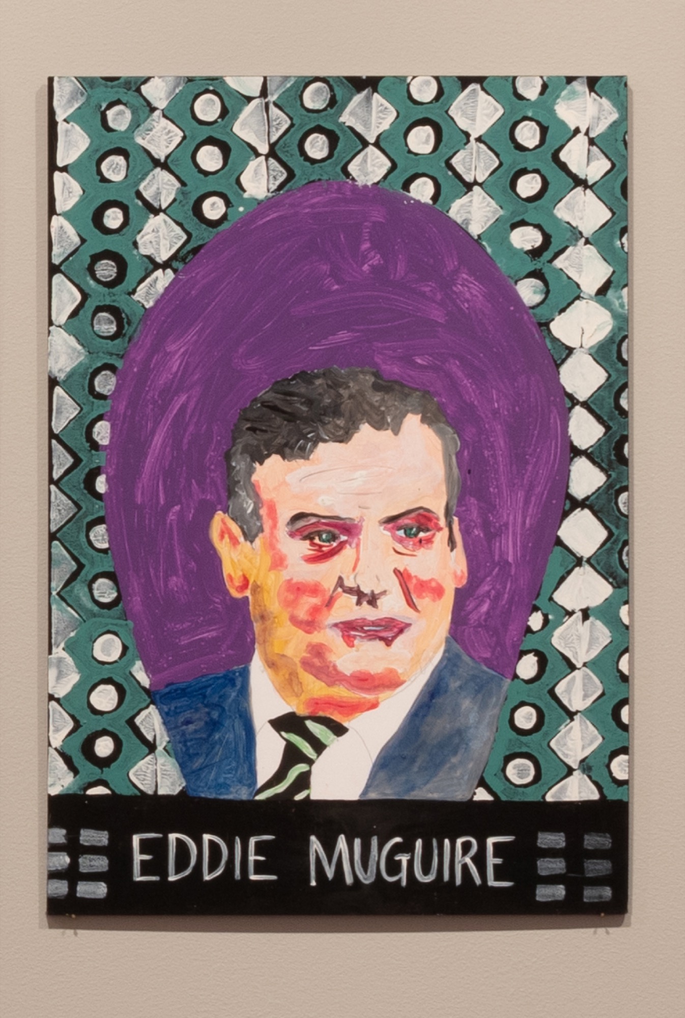 Pitcha Makin Fellas, <em>Eddie Muguire</em> from <em>The Ugly Face of the AFL</em> series, 2015-20. Synthetic polymer paint on foam board. © Pitcha Makin Fellas. Photograph: Ben Cox.
