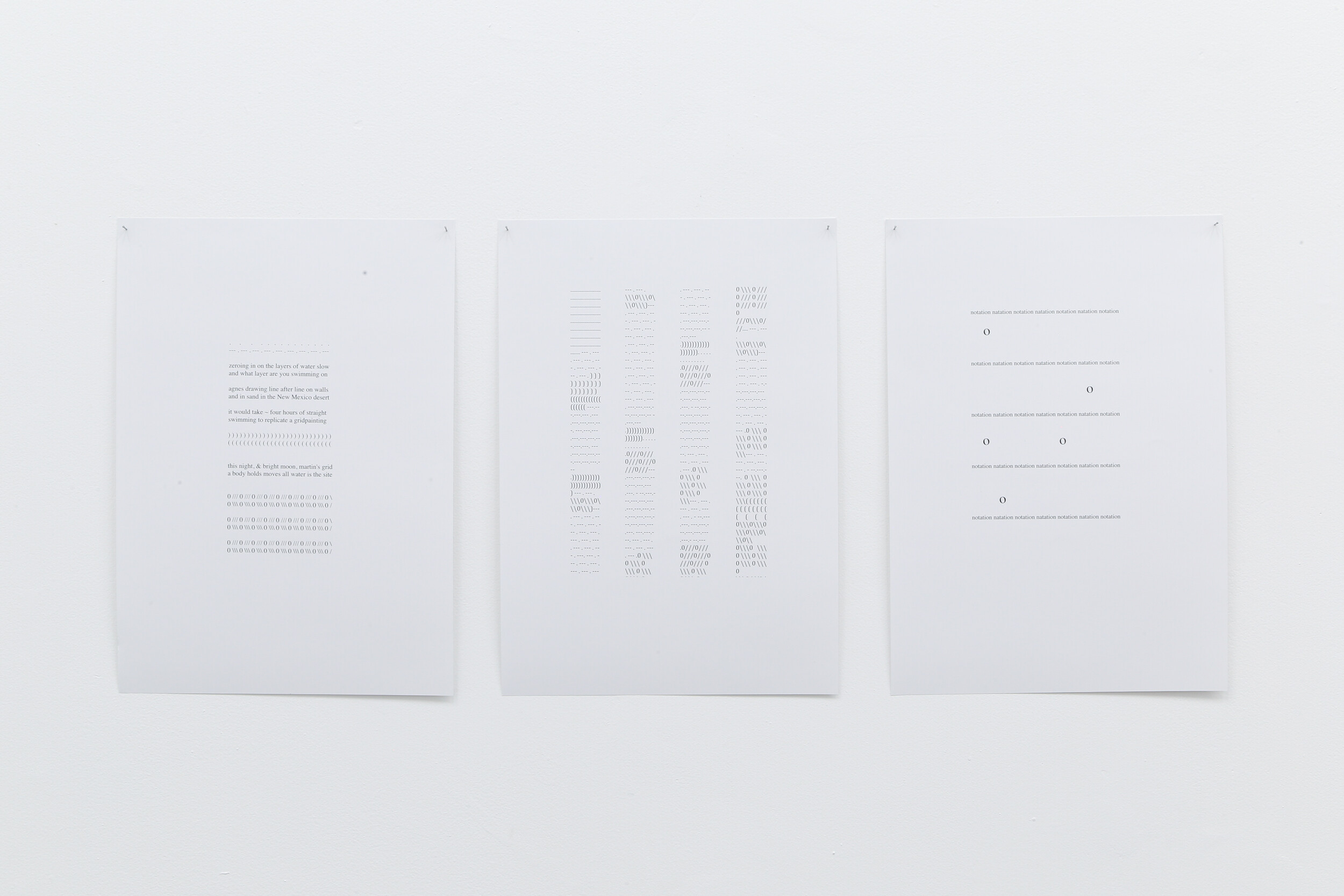 <p>Installation view of Ella Skilbeck-Porter, <em>Concrete Pool (Three Swims)</em>, 2023, inkjet prints on paper, 230 x 420 mm each, HAIR. Photo: HAIR.</p>