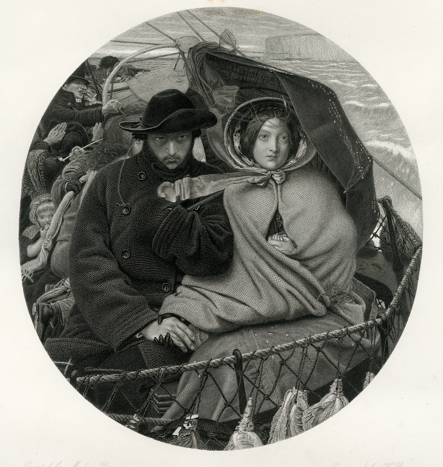 Herbert Bourne; after Ford Madox Brown, <em>The last of England</em>, c. 1867, engraving on paper. Purchased with funds from the Hilton White Bequest, 2016