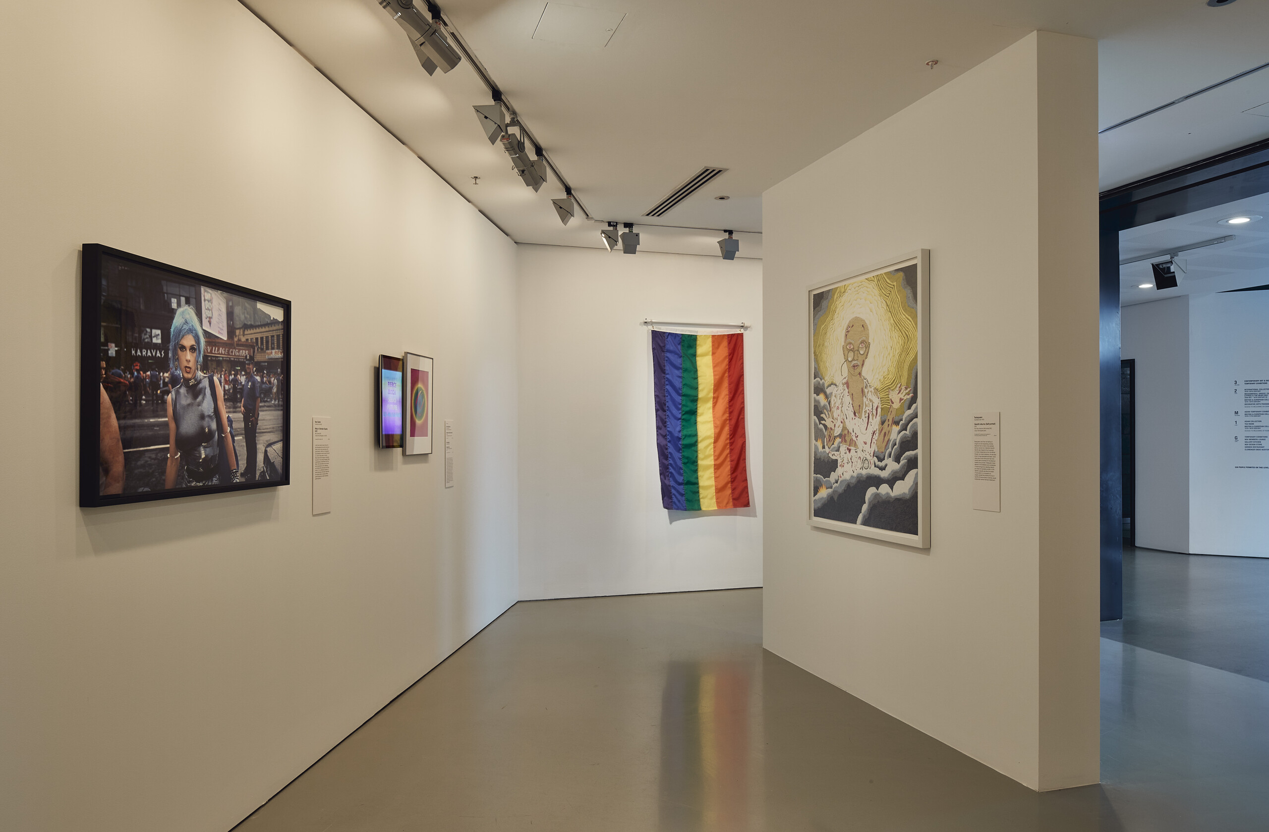 Installation view of <em>QUEER: Stories from the NGV Collection</em> on display from 10 March  - 21  August  2022  at NGV International, Melbourne. Photo:  Peter Bennetts