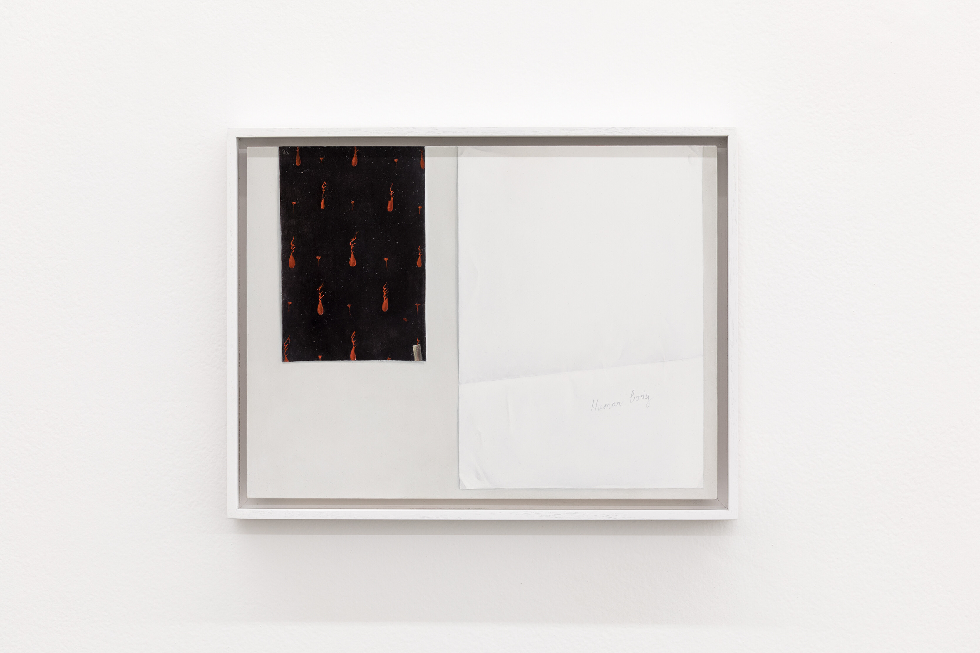 <p>Rachael Robb, <em>Printout of Mourning page (ca. 1500) with A4 paper</em>, 2026, oil on gesso panel, 34 x 44 cm (framed). Photo: Andrew Curtis.</p>