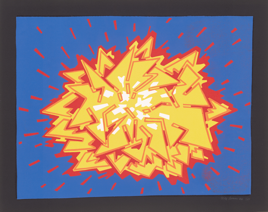 Mike Brown, <em>Eureka</em>, 1984, screenprint on paper, Warrnambool Art Gallery<br />
collection, presented through the Henri Worland Memorial Print Award, 1984.