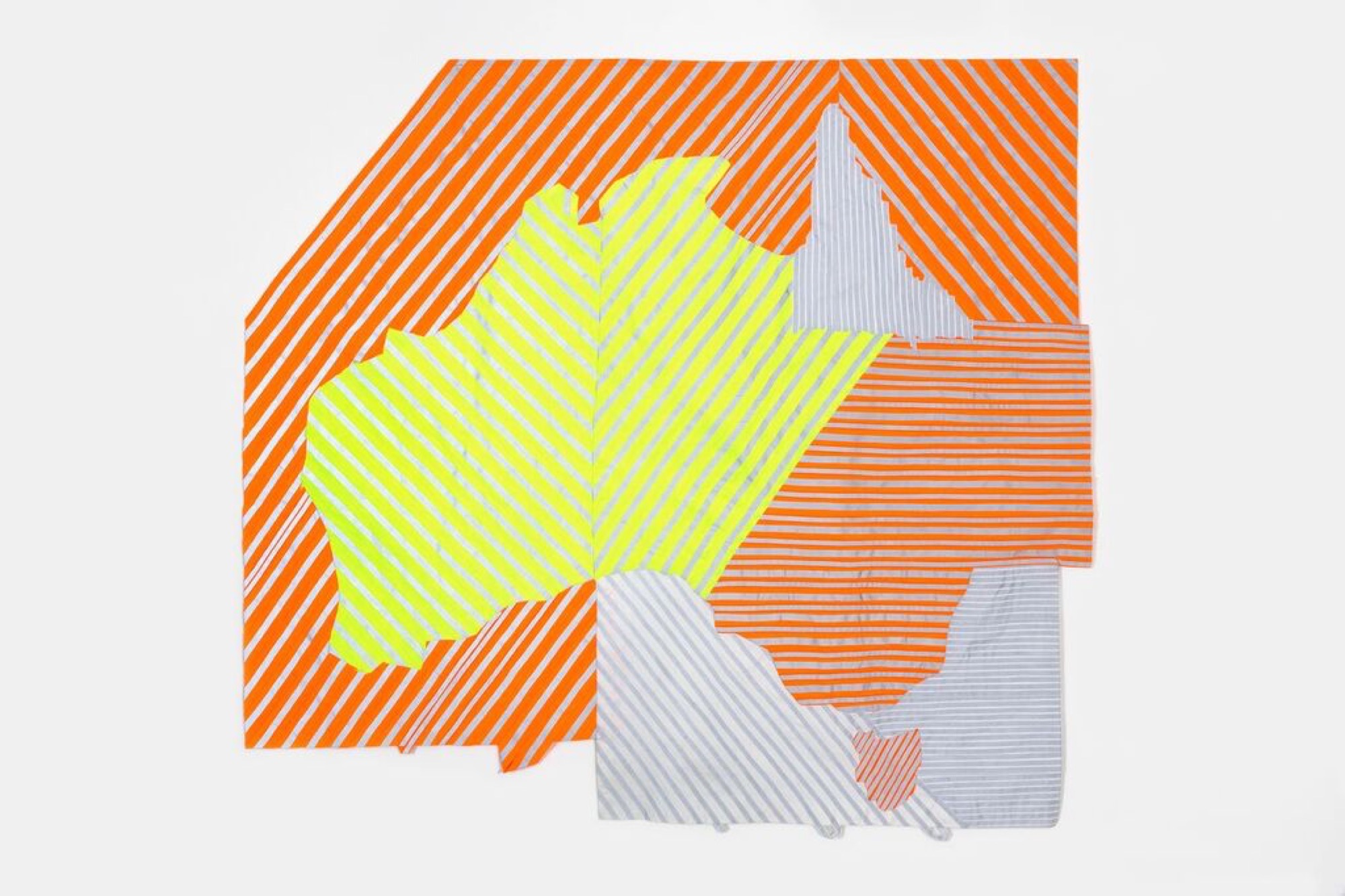 Raquel Ormella, <em>Golden Soil #3</em>, 2016, acrylic, hi-vis fabric and poly-cotton, 186 x 186 cm. Courtesy of the artist and Milani Gallery, Brisbane. Photo: David Paterson.
