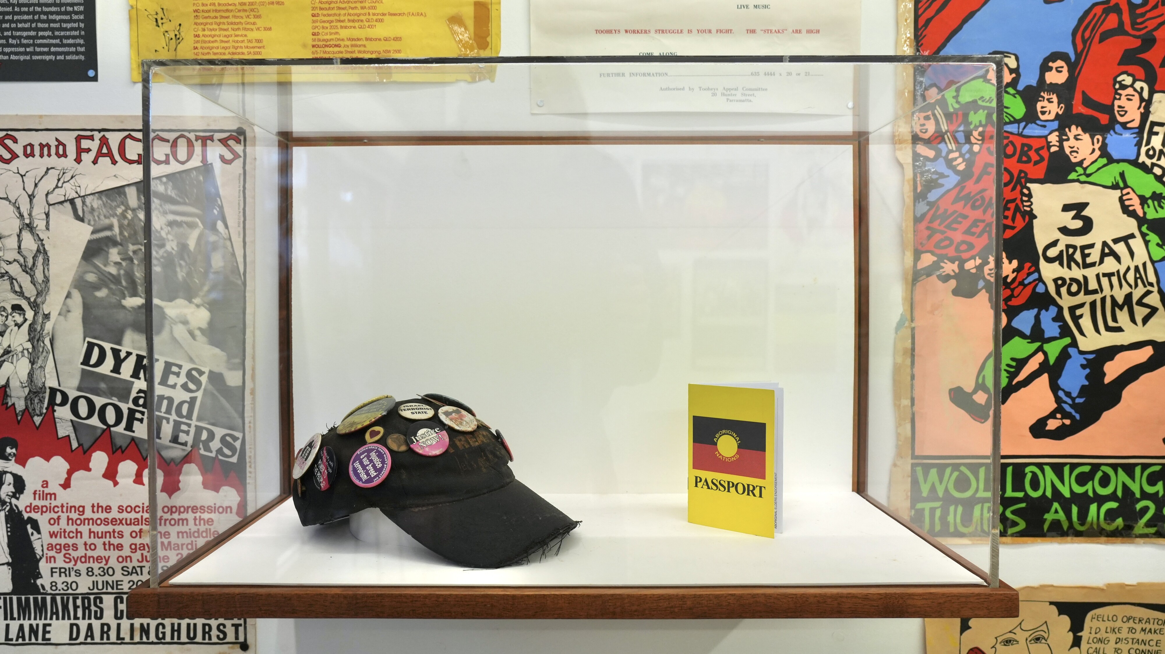 <p>Jackson’s cap and an Aboriginal Passport, Penrith Miers Archive, <em>Doing Time</em>, Numbers Gallery, Potts Point, 2026. Photo: Numbers Gallery.</p>