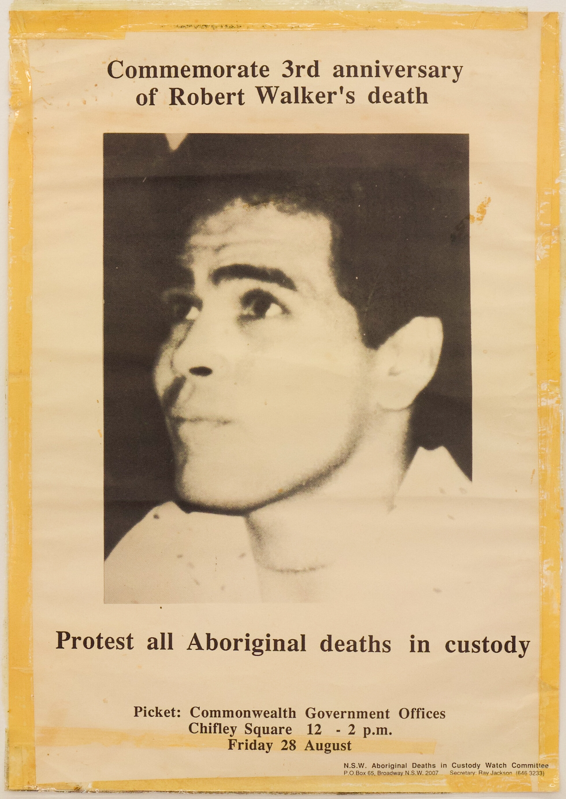 <p>NSW Deaths in Custody Watch Committee, <em>Commemorate 3rd Anniversary of Robert Walker’s death</em>, Penrith Miers Archive, <em>Doing Time</em>, Numbers Gallery, Potts Point, 2026. Photo: Numbers Gallery.</p>