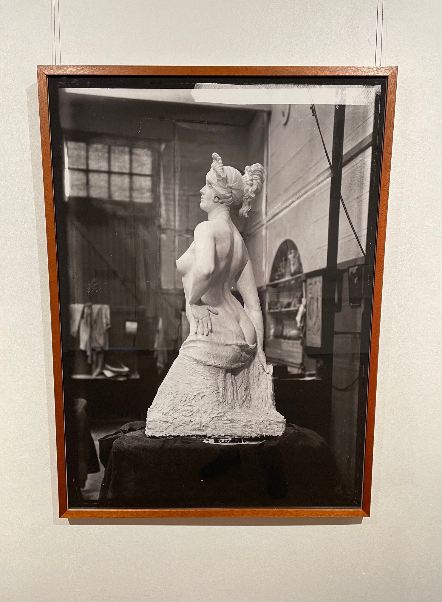 <p>Installation view of Harold Cazneaux, <em>Mrs Rose Lindsay statue (four views of Imperia in the studio)</em>, 1925.</p>