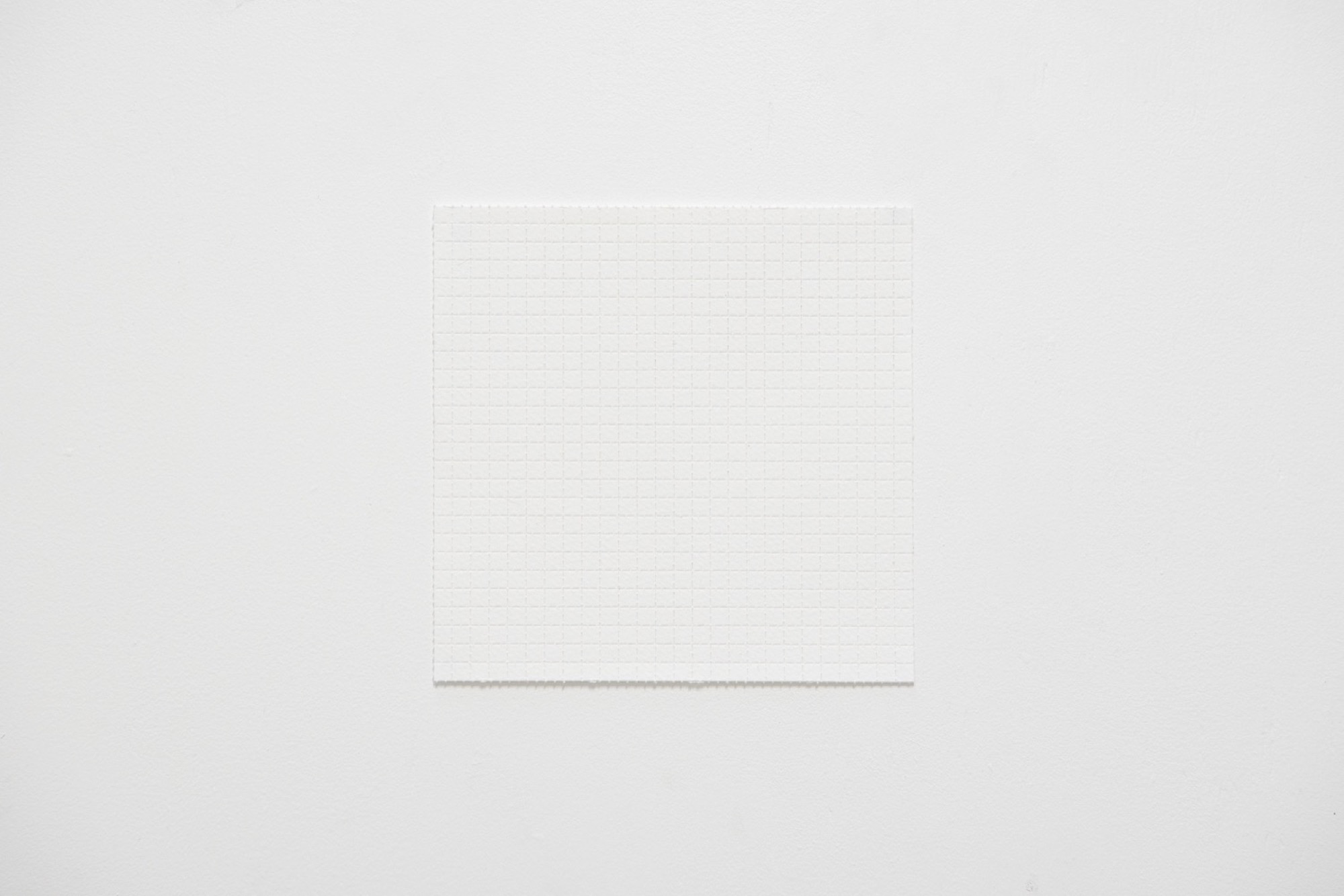 Rex Veal, <em>Untitled</em>, 2020, perforated acid-free blotter paper, 162mm x 162mm. Bossy’s Gallery. Photo: Jordan Halsall.