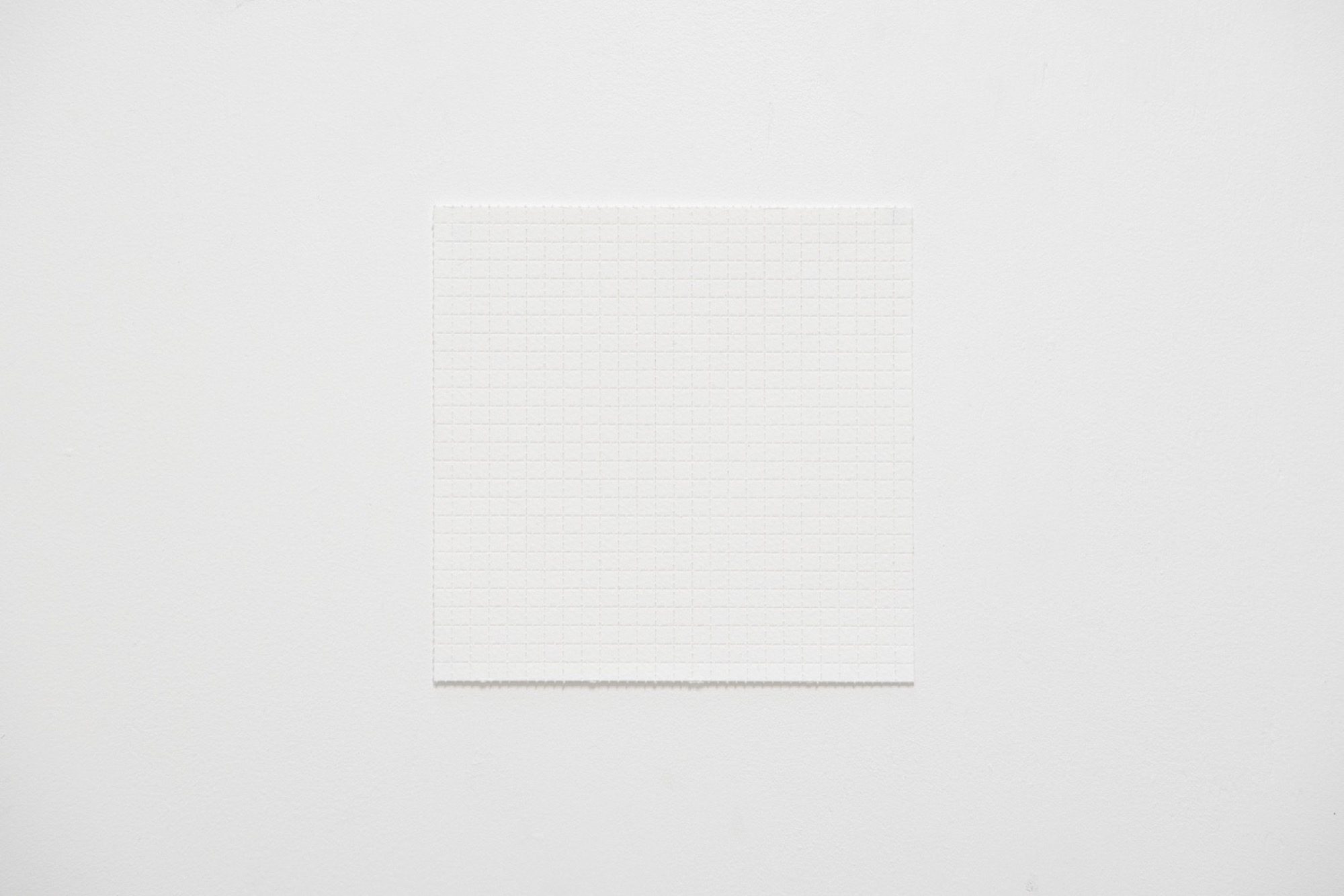 Rex Veal, <em>Untitled</em>, 2020, perforated acid-free blotter paper, 162mm x 162mm. Bossy’s Gallery. Photo: Jordan Halsall.