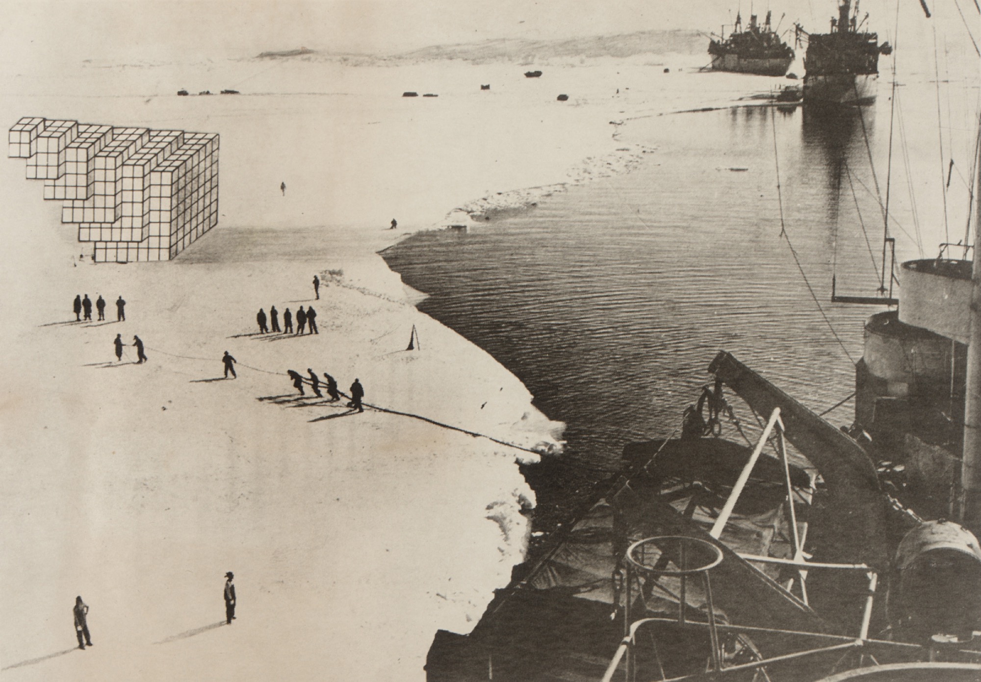 Robert Smithson, <em>Proposal for a Monument at Antarctica</em> 1966, gelatin silver photograph 41 x 58.7 cm. Los Angeles County Museum of Art, Ralph M. Parsons Discretionary Fund. © Holt-Smithson Foundation/VAGA. Licensed by Viscopy, 2017.