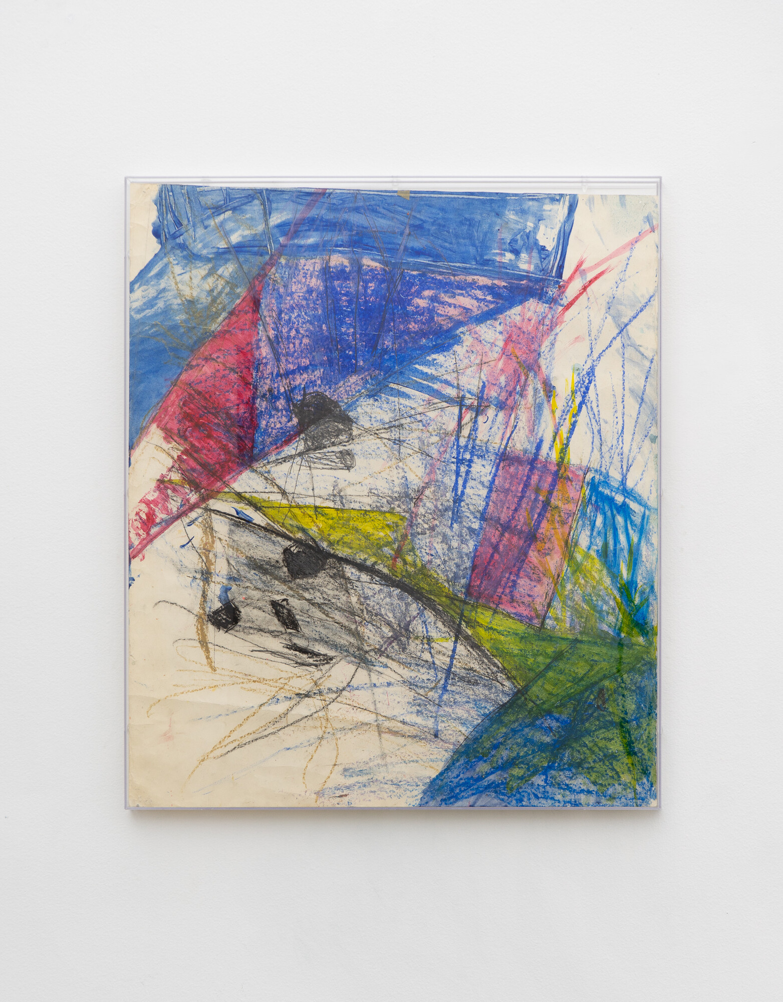 Lou Hubbard, <em>Grey</em>, 1976, oil pastel, crayon, acrylic and graphite on paper acrylic frame, 67 x 57 cm. Photo courtesy of Savage Garden.