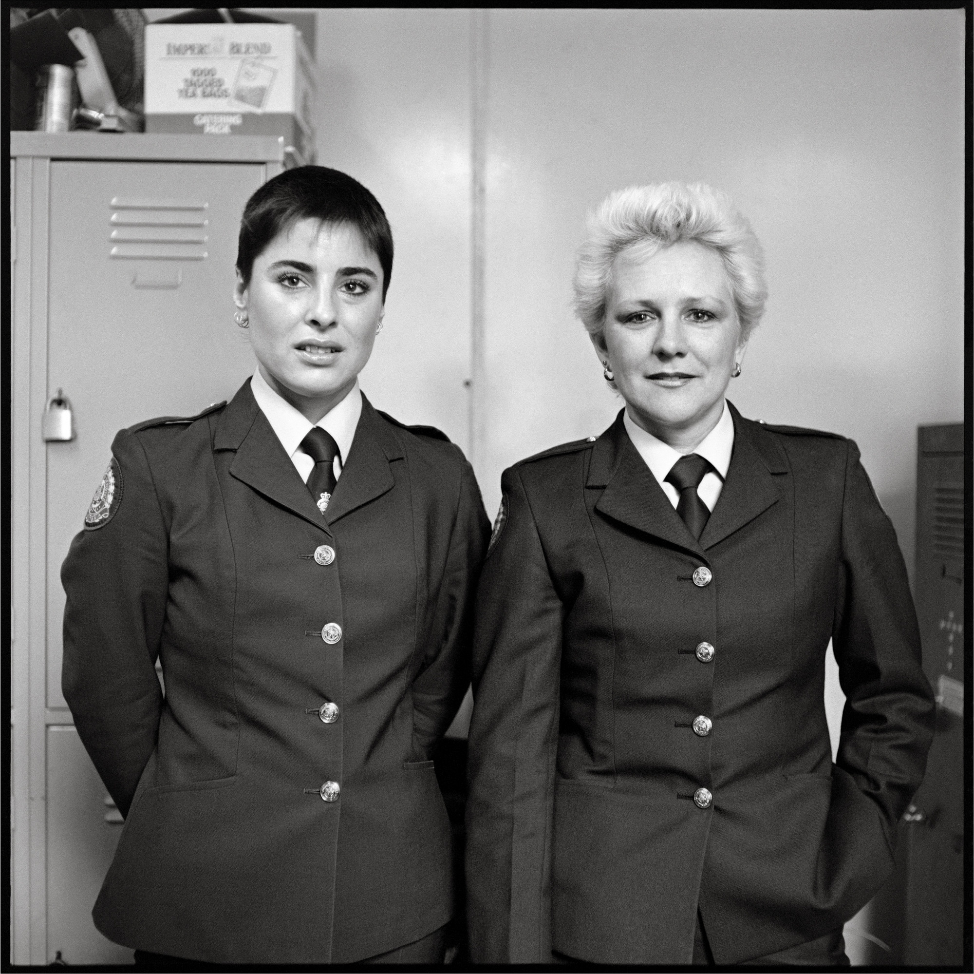 Ruth Maddison, <em>Prison Officers, Pentridge</em>, 1985, pigment print from scanned negative (Print by Les Walkling), 50 x 50 cm (image size). Courtesy of the artist and the Centre for Contemporary Photography.