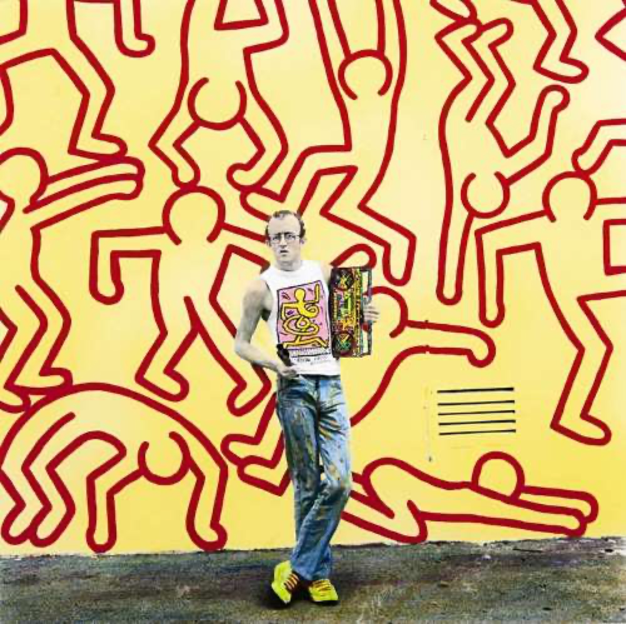 Ruth Maddison, <em>Keith Haring</em>, 1985/2014, pigment print from scanned negative, hand-coloured and digitally enhanced, 40 x 40cm. Courtesy of the artist and the Centre for Contemporary Photography.