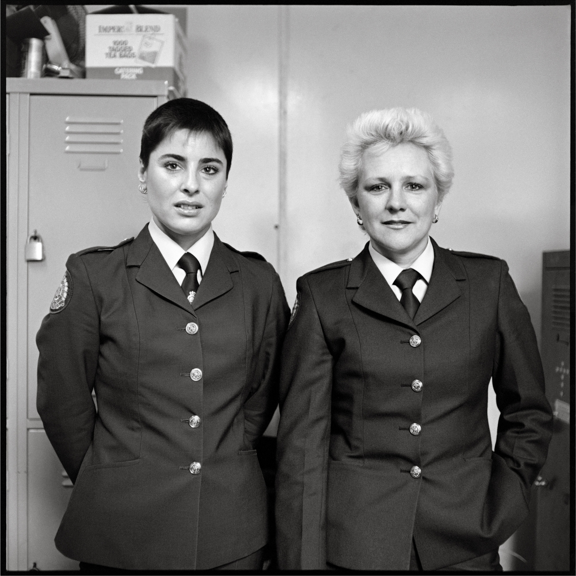Ruth Maddison, <em>Prison Officers, Pentridge</em>, 1985, pigment print from scanned negative (Print by Les Walkling), 50 x 50 cm (image size). Courtesy of the artist and the Centre for Contemporary Photography.