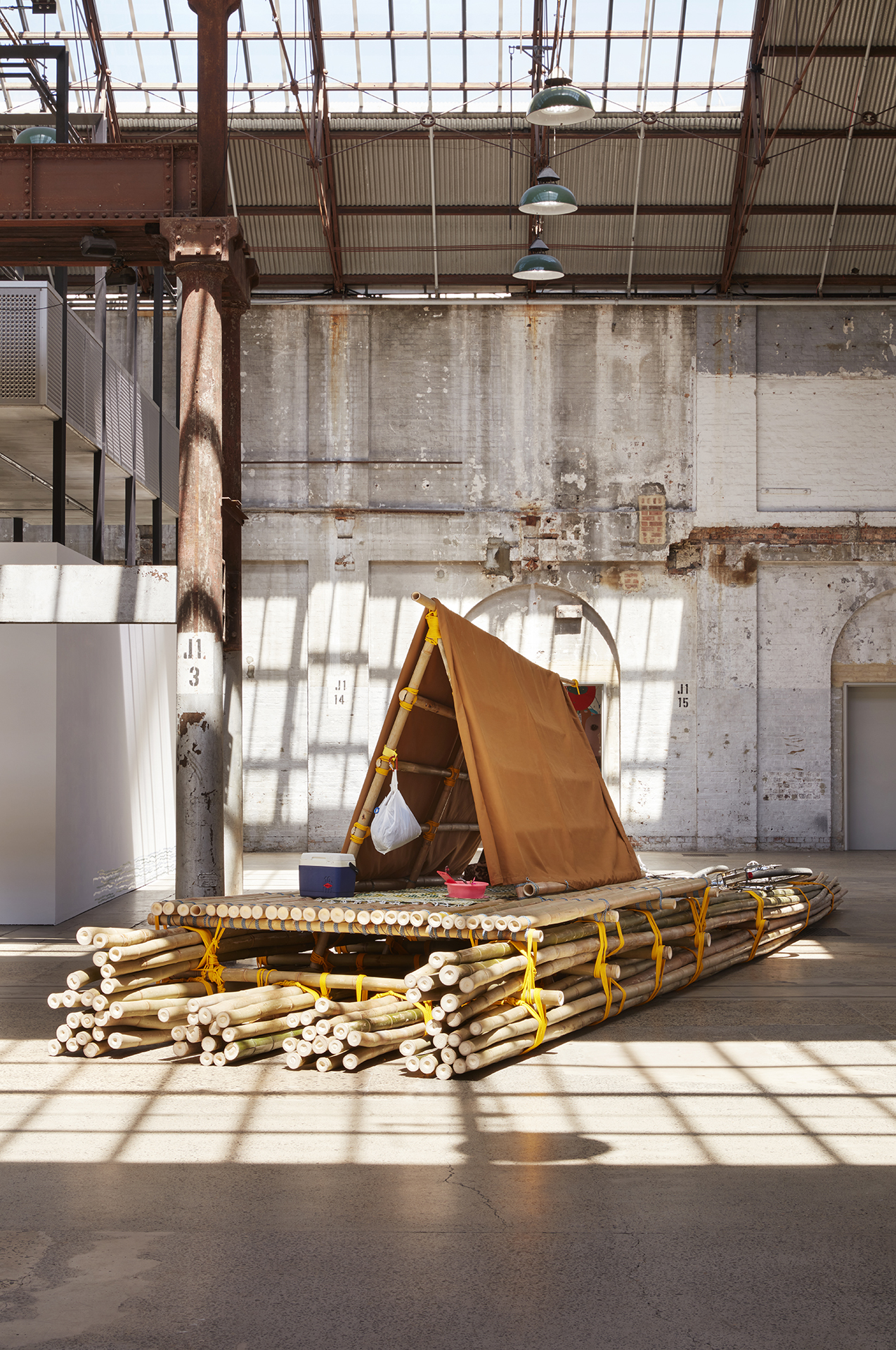 Salote Tawale, <em>No Location</em>, 2021. Installation view of <em>I remember you</em>, Carriageworks, 2023. Purchased 2021 with funds from the Bequest of Jennifer Taylor through the Queensland Art Gallery l Gallery of Modern Art Foundation. Collection: Queensland Art Gallery | Gallery of Modern Art. Photo: Zan Wimberley