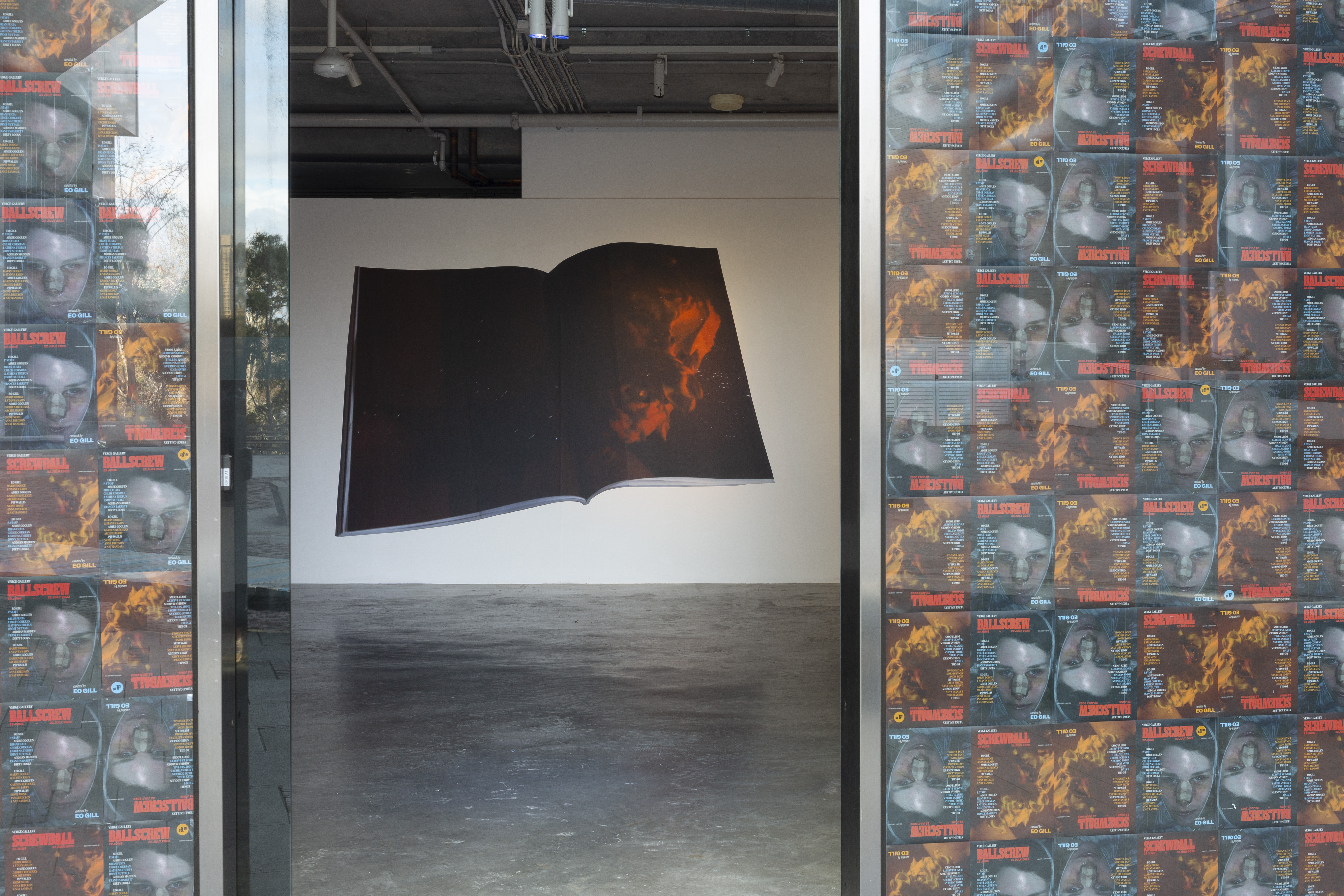 <em>Screwball,</em> 2022, gallery front and installation view, dimensions variable. Photography by Jek Maurer.