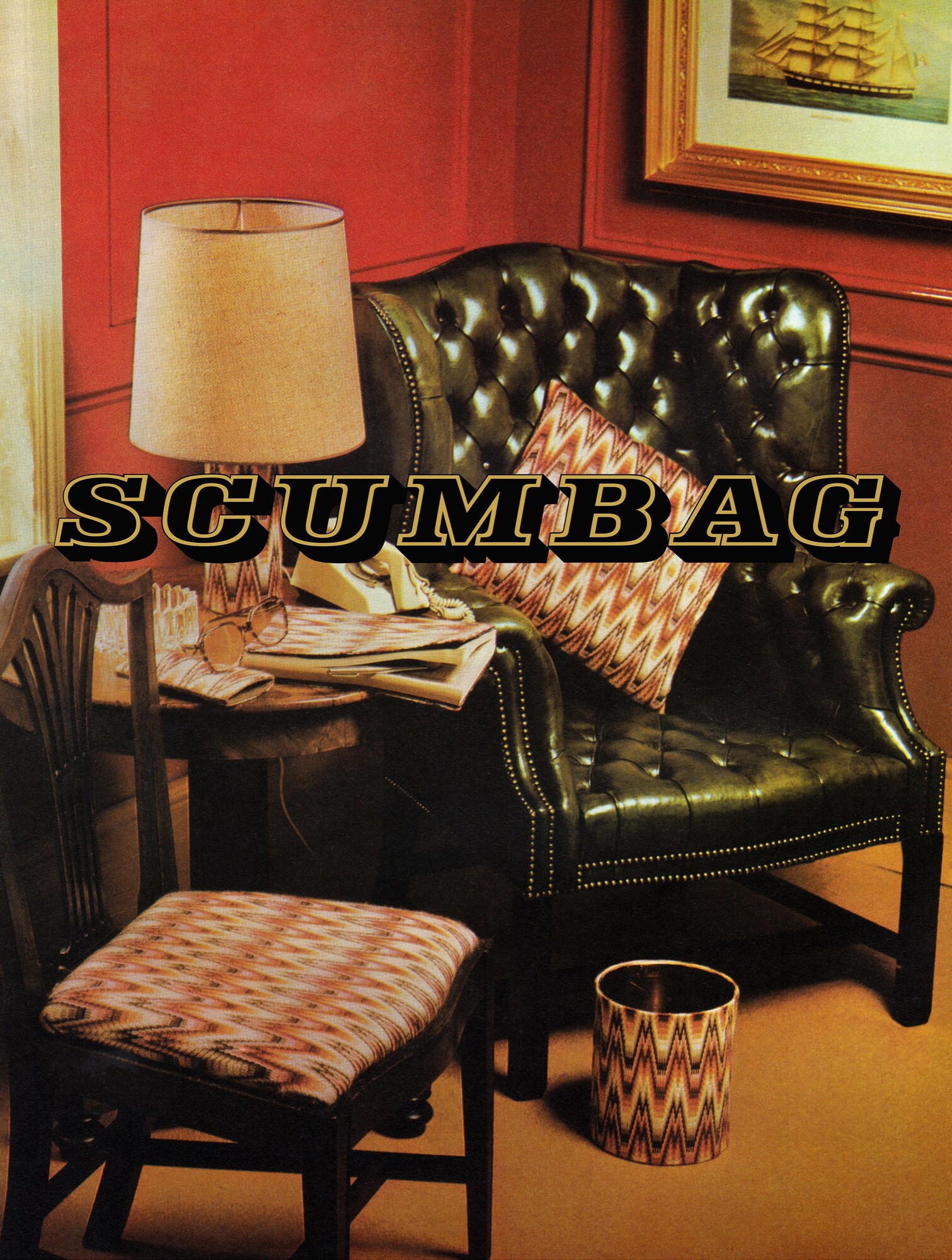 Tony Garifalakis, <em>Scum Salon #3</em>, 2022, low viscosity silk screen print on cotton-linen blend, 192 x 143cm, Sarah Scout Presents. Courtesy the artist and Sarah Scout Presents, Melbourne.