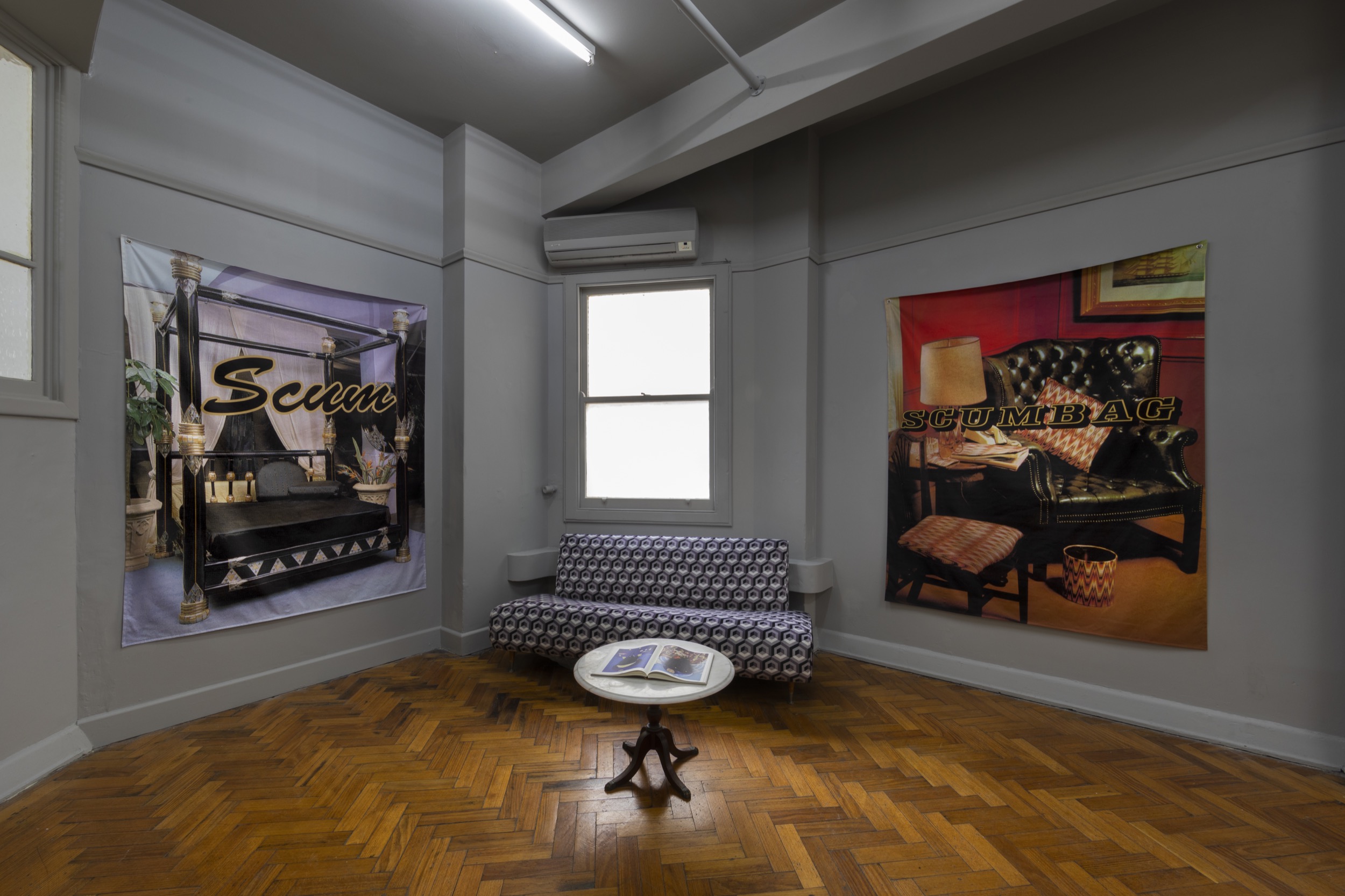 Tony Garifalakis, installation view of <em>Scum Salon</em>, 2022, Sarah Scout Presents. Courtesy the artist and Sarah Scout Presents, Melbourne. Photography: Lauren Dunn.