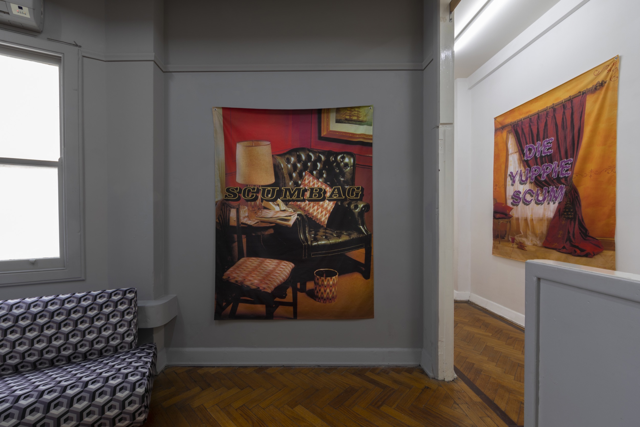Tony Garifalakis, installation view of <em>Scum Salon</em>, 2022, Sarah Scout Presents. Courtesy the artist and Sarah Scout Presents, Melbourne. Photography: Lauren Dunn.