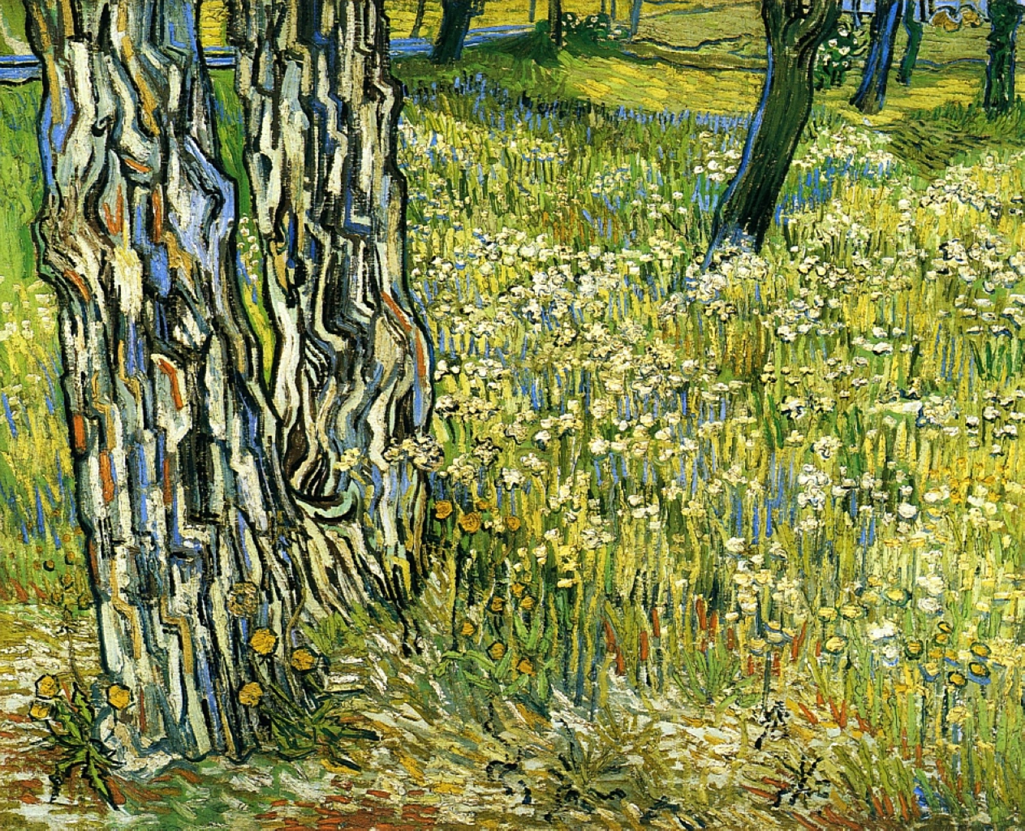 Vincent van Gogh, <em>Tree trunks in the grass</em>,  1890, oil on canvas, 90 x 72 cm