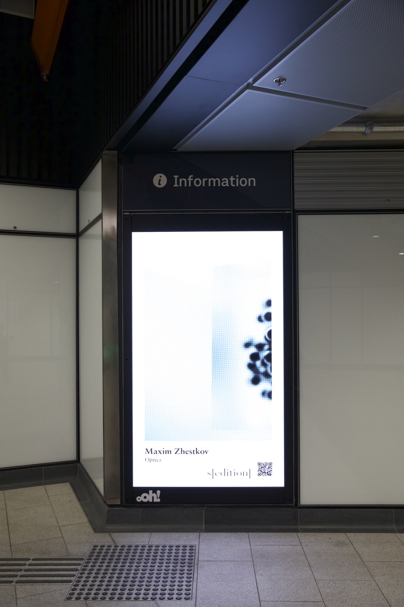 <p>Maxim Zhestkov, <em>Optics</em> (2018), 2 minutes and 17 seconds, edition unknown, sold out. State Library Station. Photo: Paddy Hay</p>