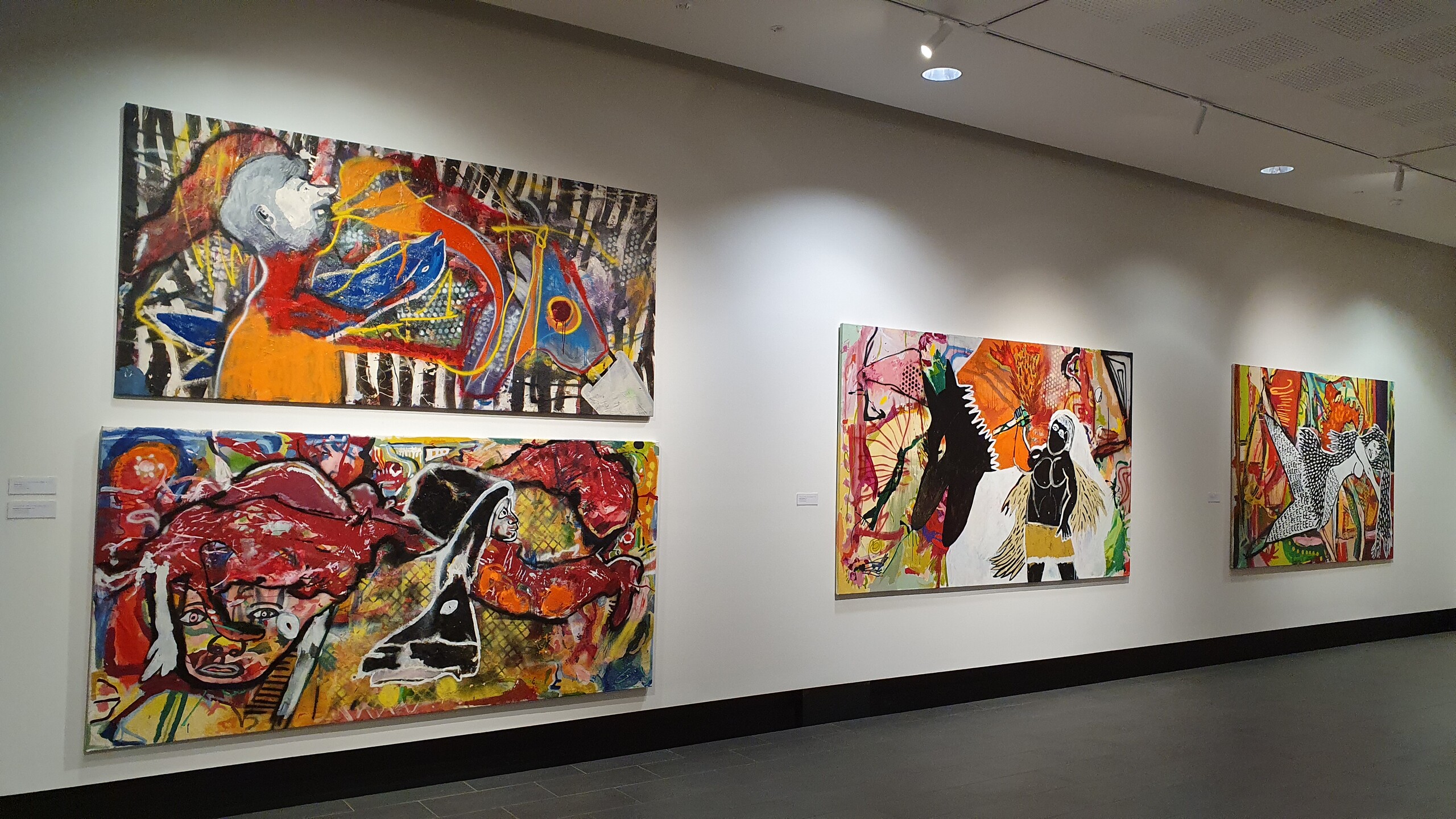 Installation view of Tennant Creek Brio, <em>Shock & Ore</em>, CDU Art Gallery, 2022.