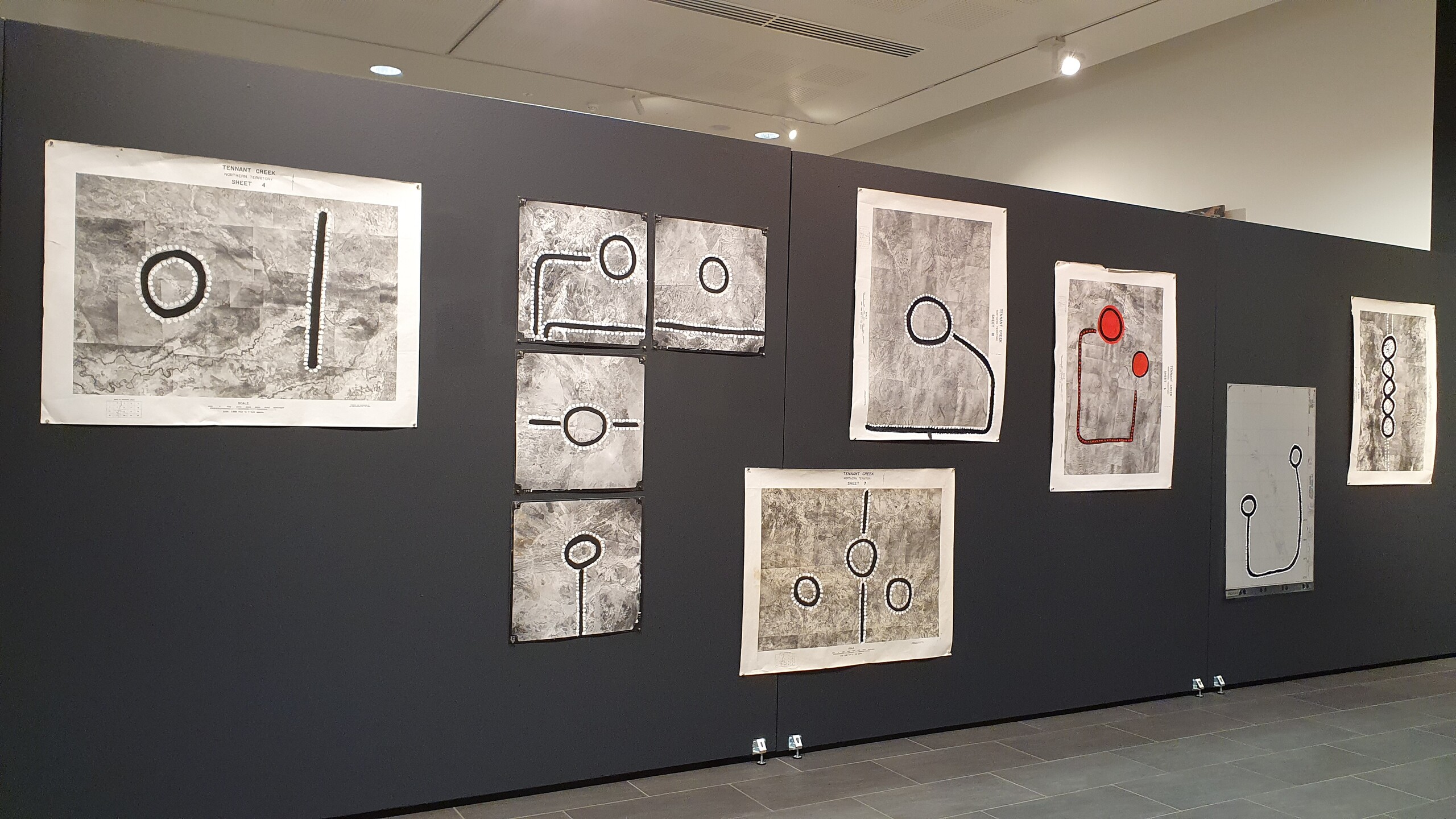 Installation view of Tennant Creek Brio, <em>Shock & Ore</em>, CDU Art Gallery, 2022.