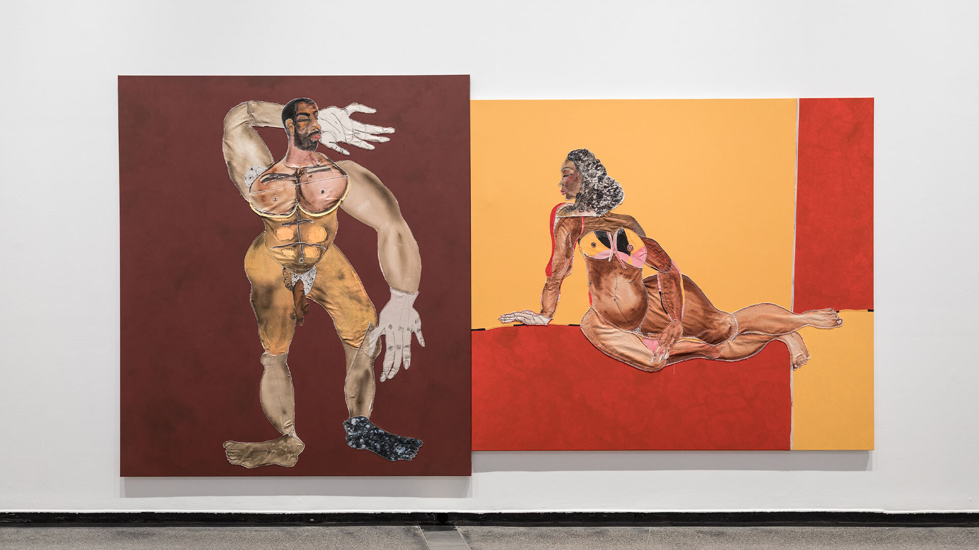 <p>Tschabalala Self, <em>Dreamers</em> (diptych) 2021, installation view, Australian Centre for Contemporary Art, Melbourne, 2025. Courtesy the artist, Pilar Corrias, London, Galerie Eva Presenhuber, Zurich / Vienna and Petzel Gallery, New York. Photograph: Andrew Curtis.</p>