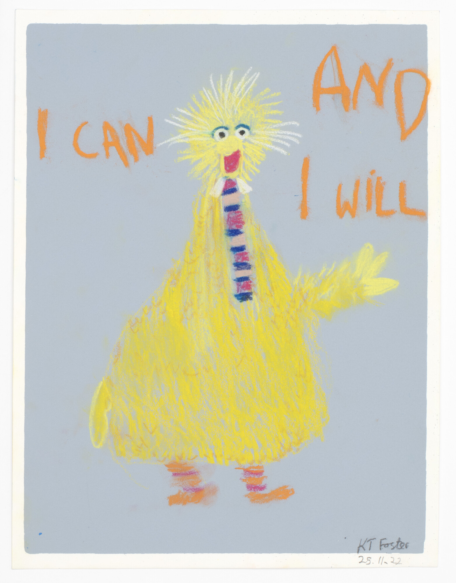 Katherine Foster, <em>Untitled (I can and I will)</em> (2022). Pastel on paper, 32 x 24.5 cm. Image courtesy of Arts Project Australia