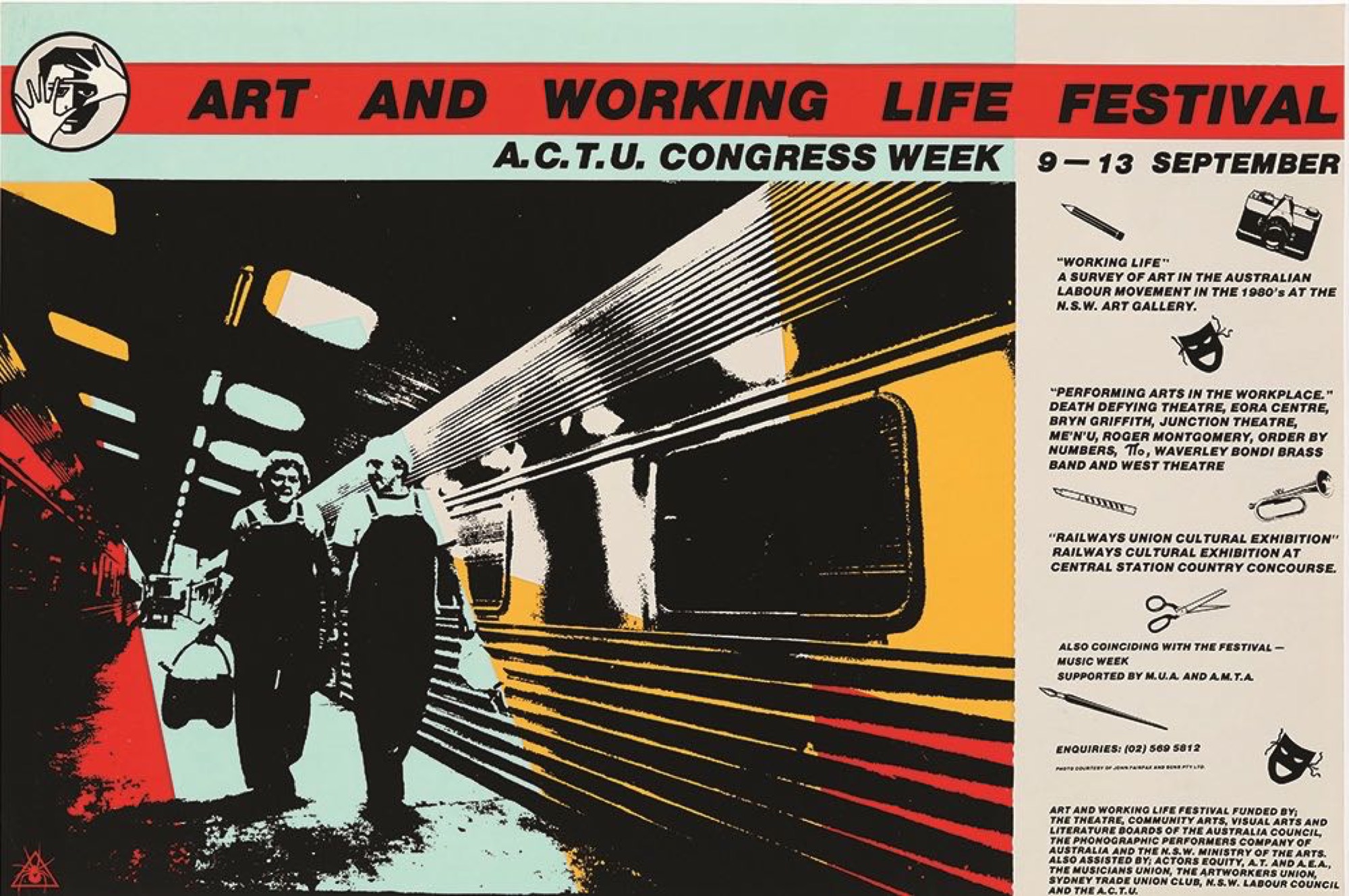 Alison Alder and Leonie Lane, <em>Art and Working Life Festival,</em> 1985, Screen print on paper. Collection of Ann Stephen. Image courtesy of The Ian Potter Museum of Art.